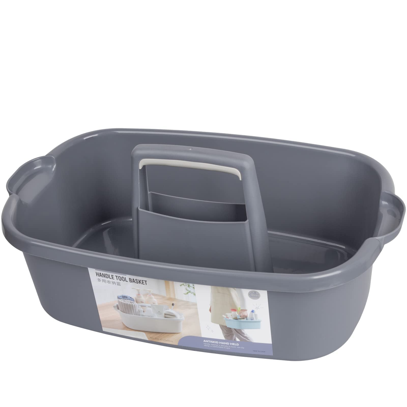 Portable Shower Caddy Organizer with Handle - Bathroom Cleaning Supplies Storage Basket for Kitchen, Garden & Bath - Gray - Perfect for Organizing Sponges, Brushes & Cleaning Tools