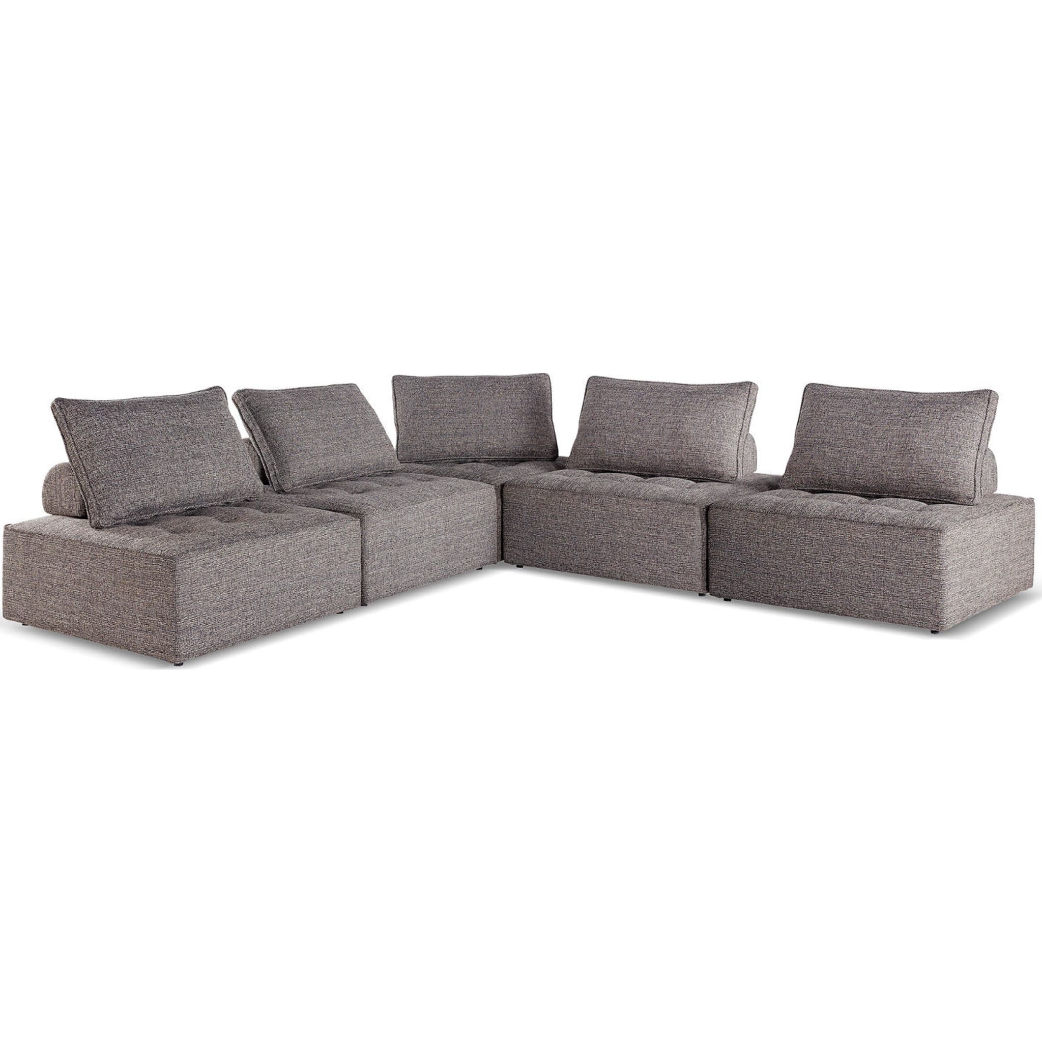 Bree Zee 5-Piece Modular Outdoor Patio Furniture Set - Waterproof Wicker Sofa Sectional with Cushions, Brown - Perfect for Backyard, Garden, Poolside & Deck Relaxation