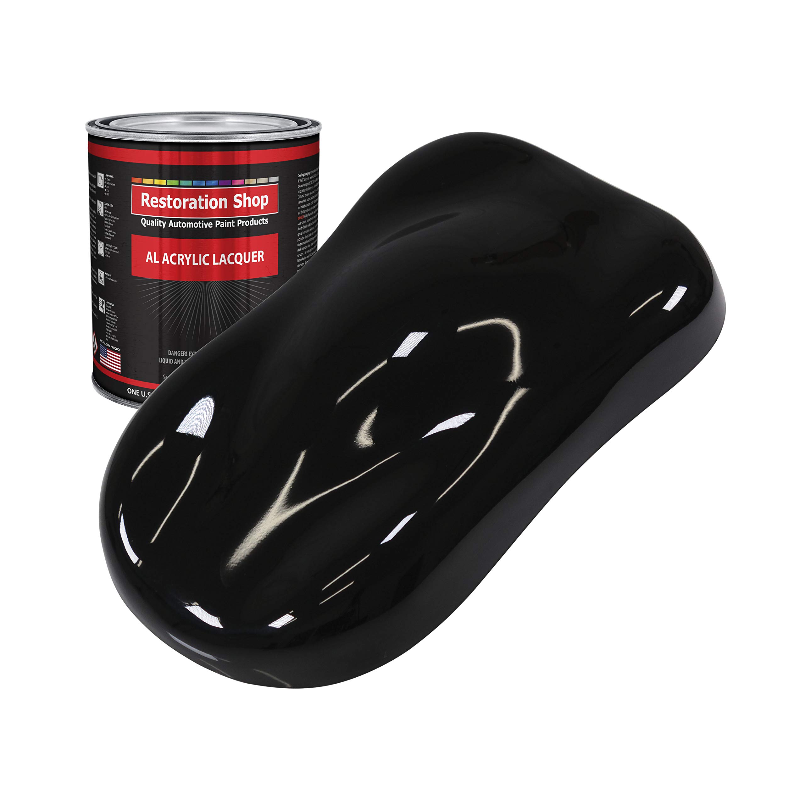 Restoration Shop - Jet Black (Gloss) Acrylic Lacquer Auto Paint - 1 Quart Professional Automotive Refinish Coating for Cars, Trucks, Guitars & Furniture - Perfect for DIY Projects, Touch-Ups & Custom Paint Jobs