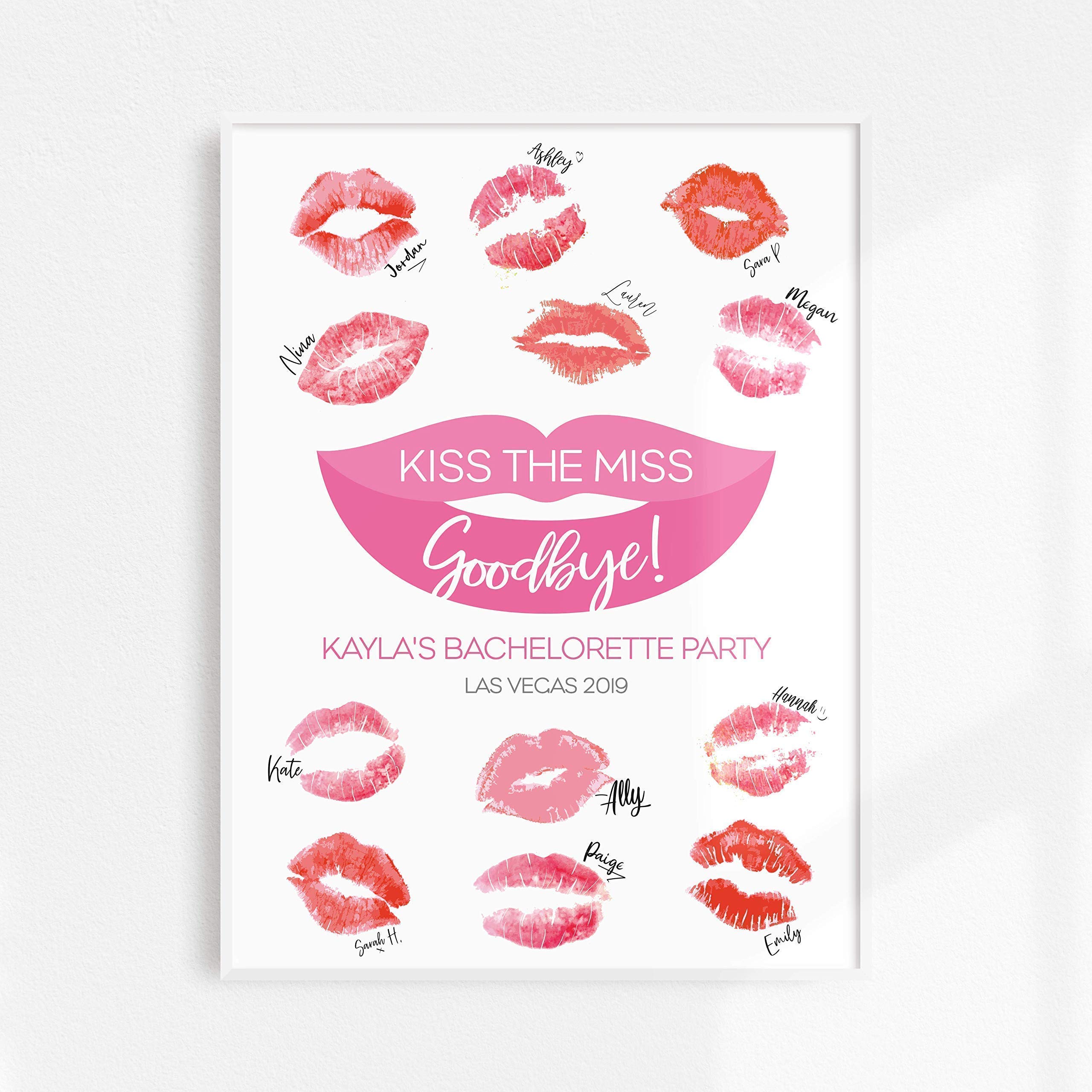 Customizable Bachelorette Party Guest Book - 'Kiss The Miss Goodbye' Alternative | 18x24in Bridal Shower Signing Book & Wedding Keepsake | Perfect for Bachelorette Decorations, Bridal Showers & Wedding Memory Books