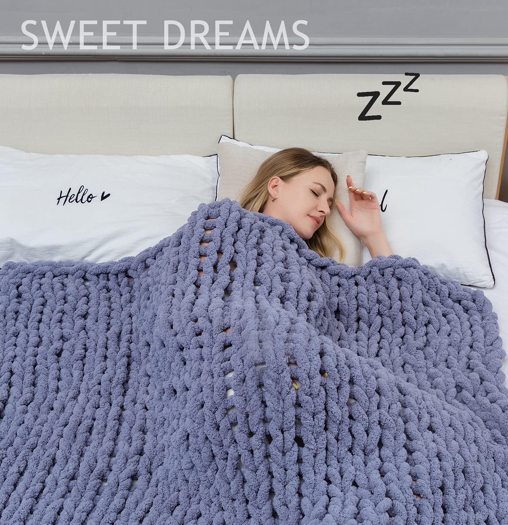 Alzoear Chunky Knit Throw Blanket - Soft Chenille Handmade Blanket for Sofa & Bed - Cozy Warm Home Decor (60x80 Inches, Storm Grey) - Perfect for Winter Nights, Living Room Lounging & Gift Giving