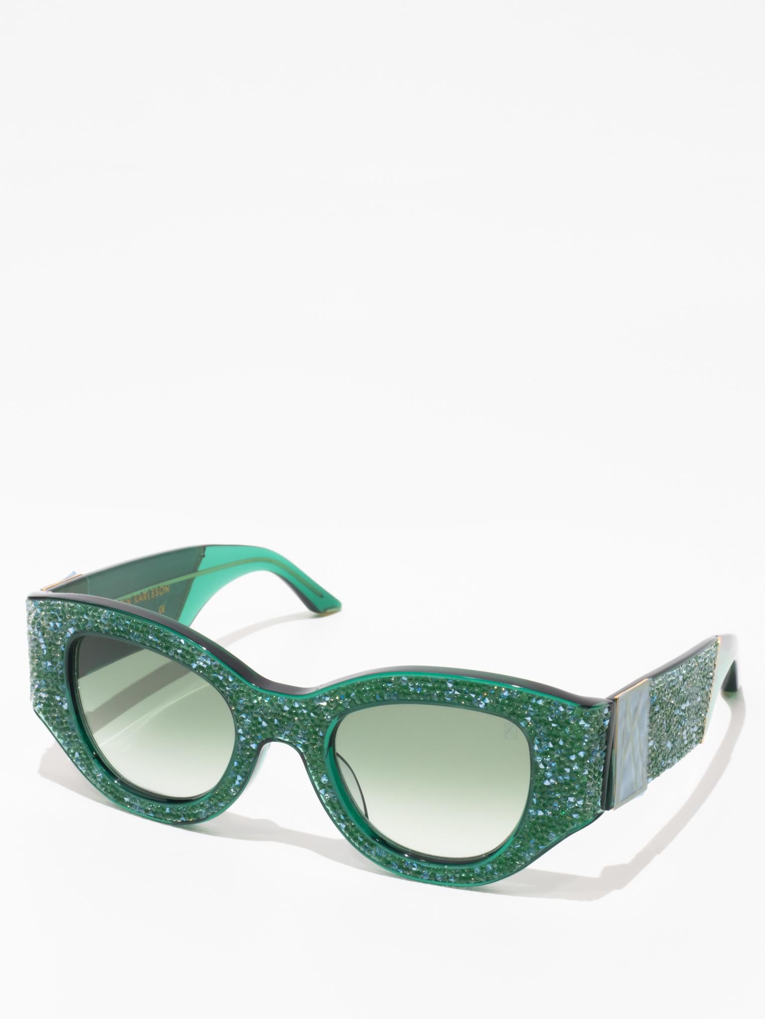 ANNA KARIN KARLSSON LUCKY GOES TO VEGAS Emerald Green Statement Earrings - Luxury Fashion Jewelry for Women, Perfect for Parties, Weddings & Special Occasions
