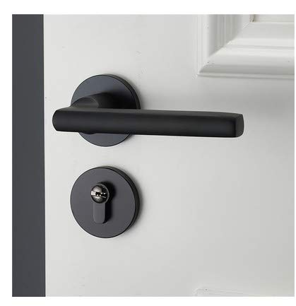 Black Space Aluminum Door Handle - Interior Bedroom Door Lock with Silent Split Design, Stylish Hardware for Modern Homes (Color: White) - Perfect for Bedrooms, Bathrooms, and Office Doors