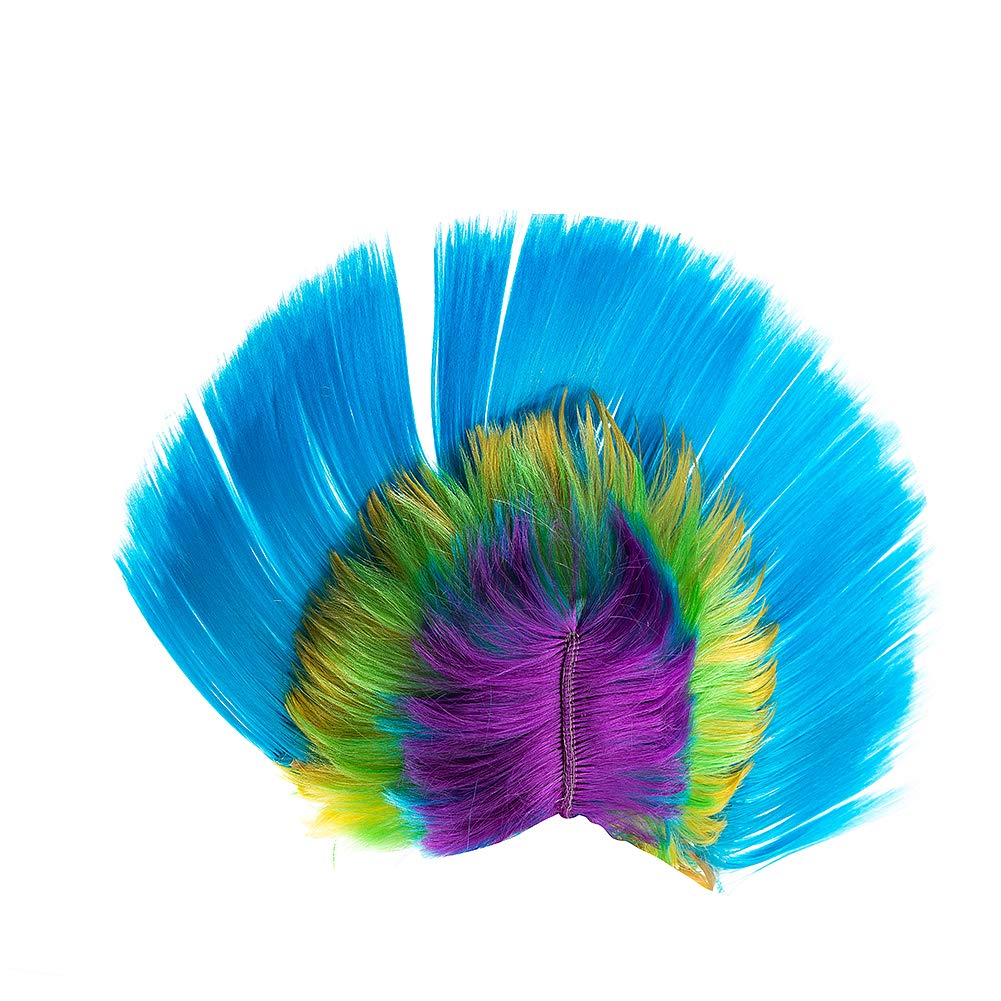 Sky Blue Rainbow Mohawk Wig for Halloween, Masquerade & Punk Cosplay - Punk Rock Mohican Hairstyle Wig for Costume Parties & Stage Performances