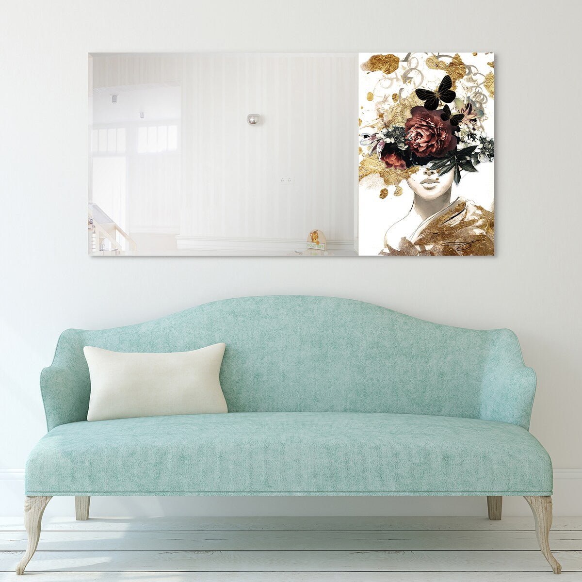 Be Yourself II Rectangular Beveled Mirror - Free Floating Printed Tempered Art Glass - 24