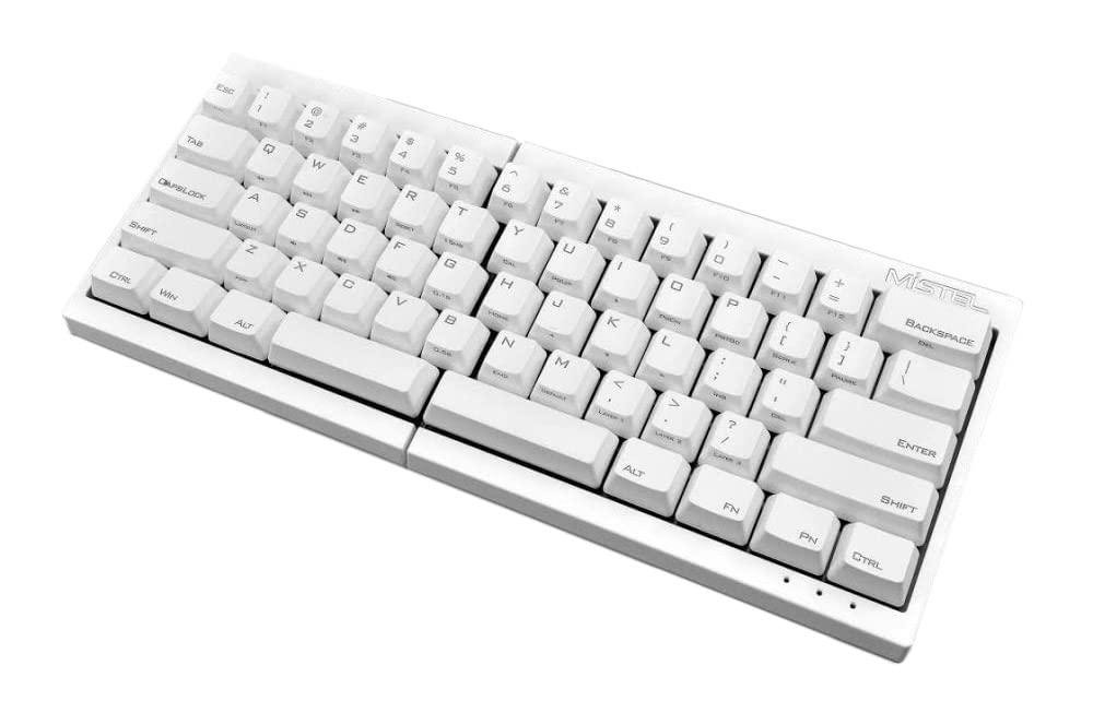 Mistel MD600 Split Ergonomic Mechanical Keyboard - Cherry MX Blue Switches, White PBT Keycaps, Programmable Macros, NKRO - Compatible with Windows & Mac (US QWERTY Layout) - Perfect for Office Work, Gaming, and Long Typing Sessions