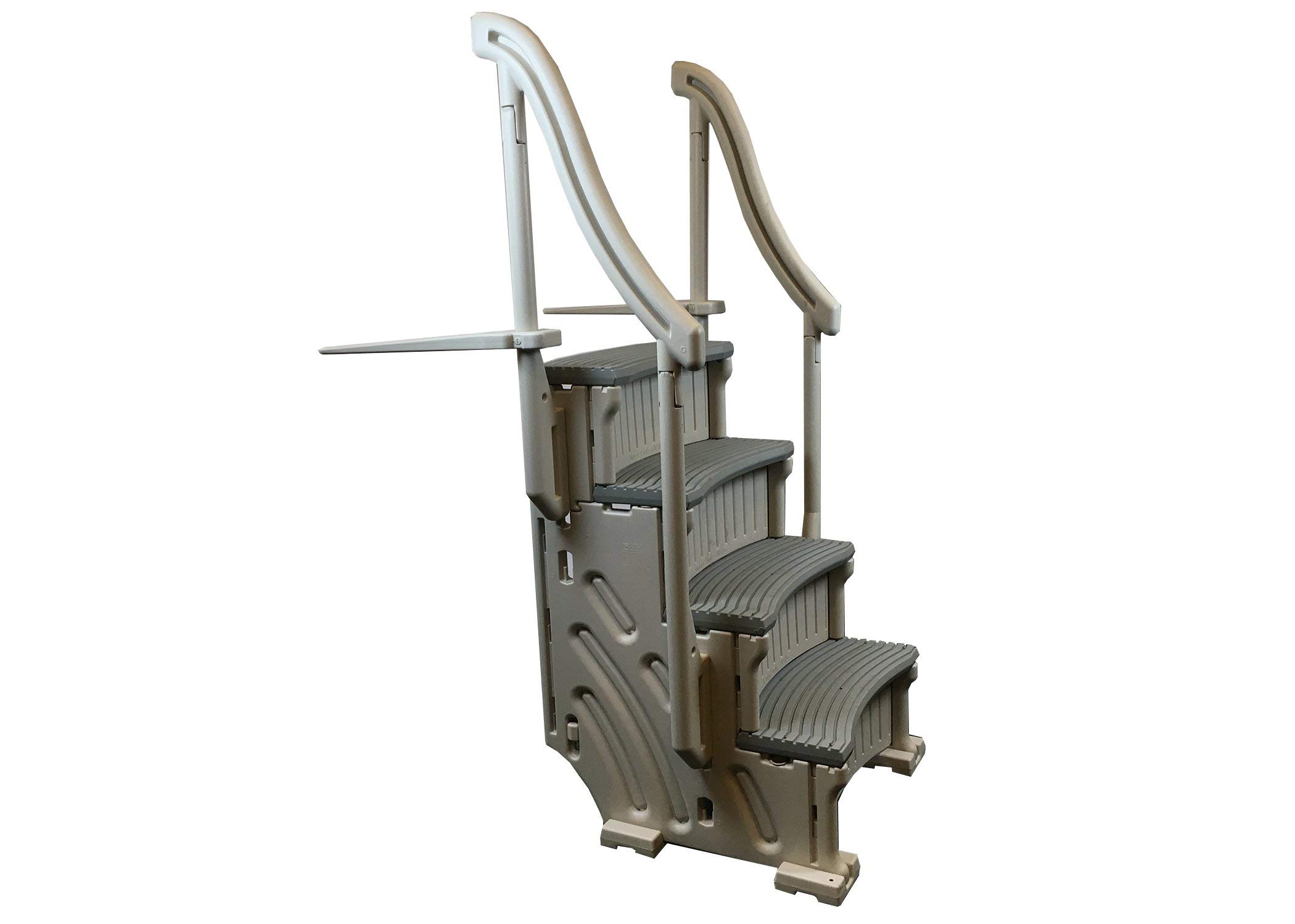 Confer CCX-ADD 4-Step Above Ground Pool Ladder with Curved Design | Gray Entry Steps for Safe & Easy Access | Perfect for Backyard Swimming Pools & Family Fun