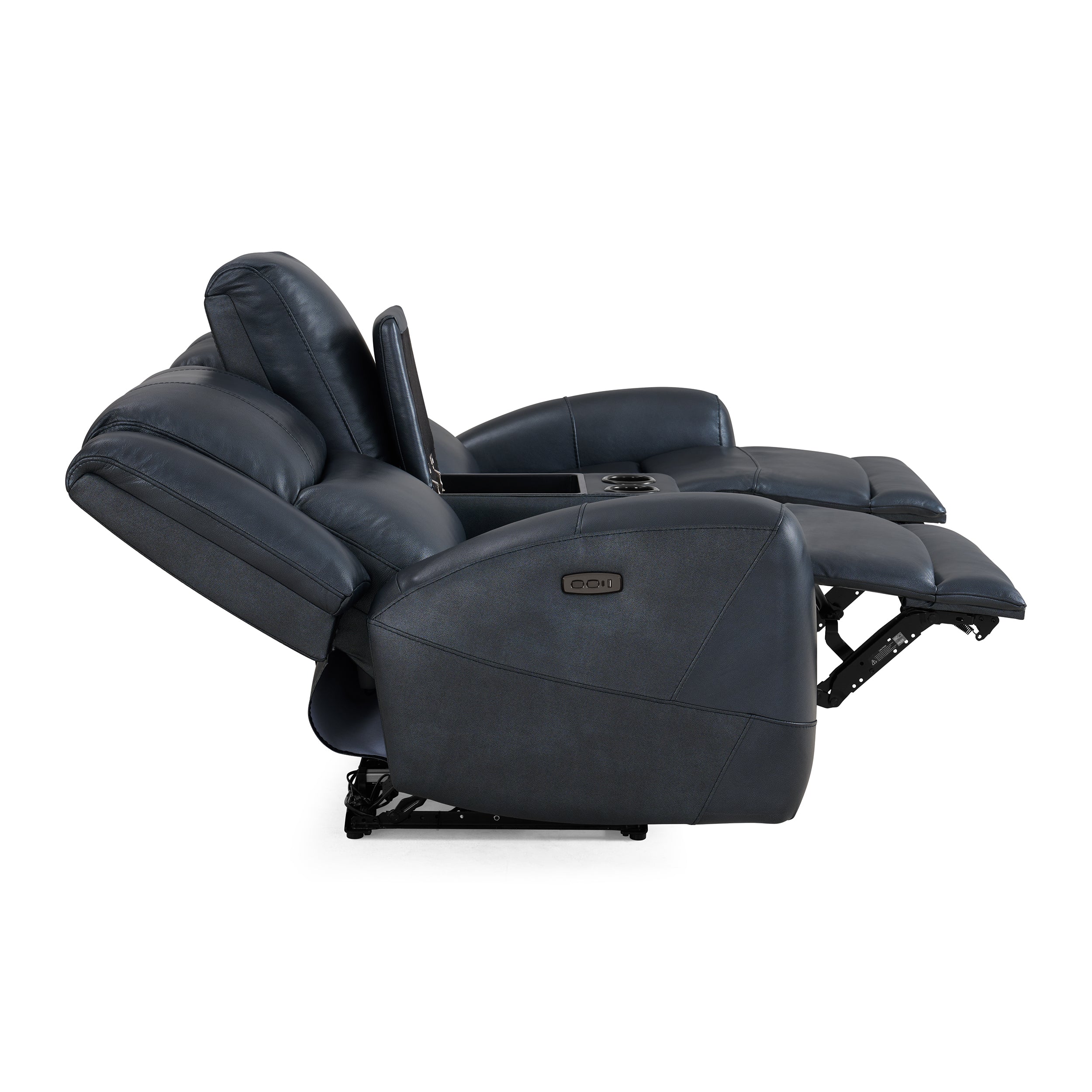 Roundhill Furniture Cozura Genuine Leather Power Reclining Sofa Set - 3-Piece Living Room Sectional with USB Charging & Cup Holders | Perfect for Home Theater, Family Gatherings & Relaxing Evenings