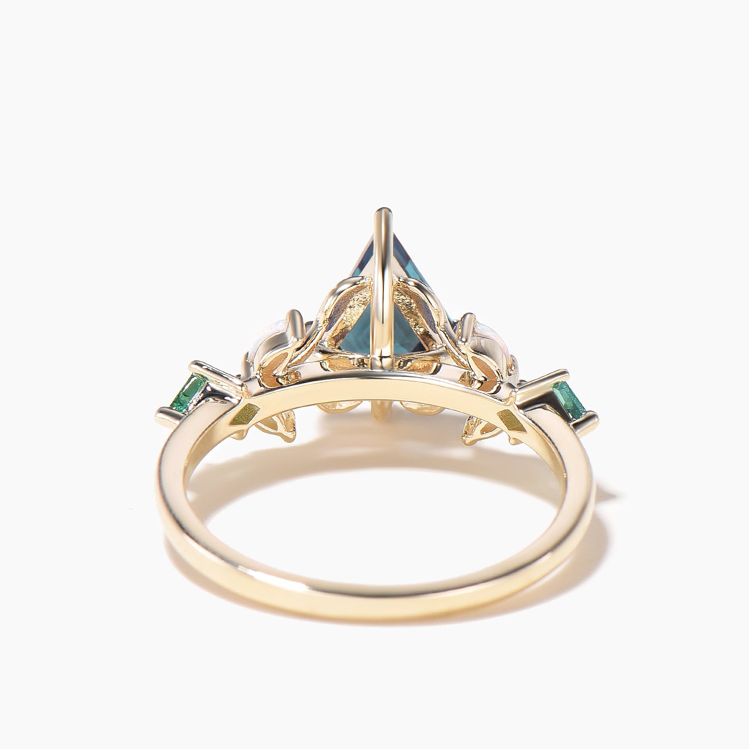 Color Changing Alexandrite & Opal Emerald Bridal Ring - Nature Inspired Wedding Band for Engagement, Anniversary & Special Occasions