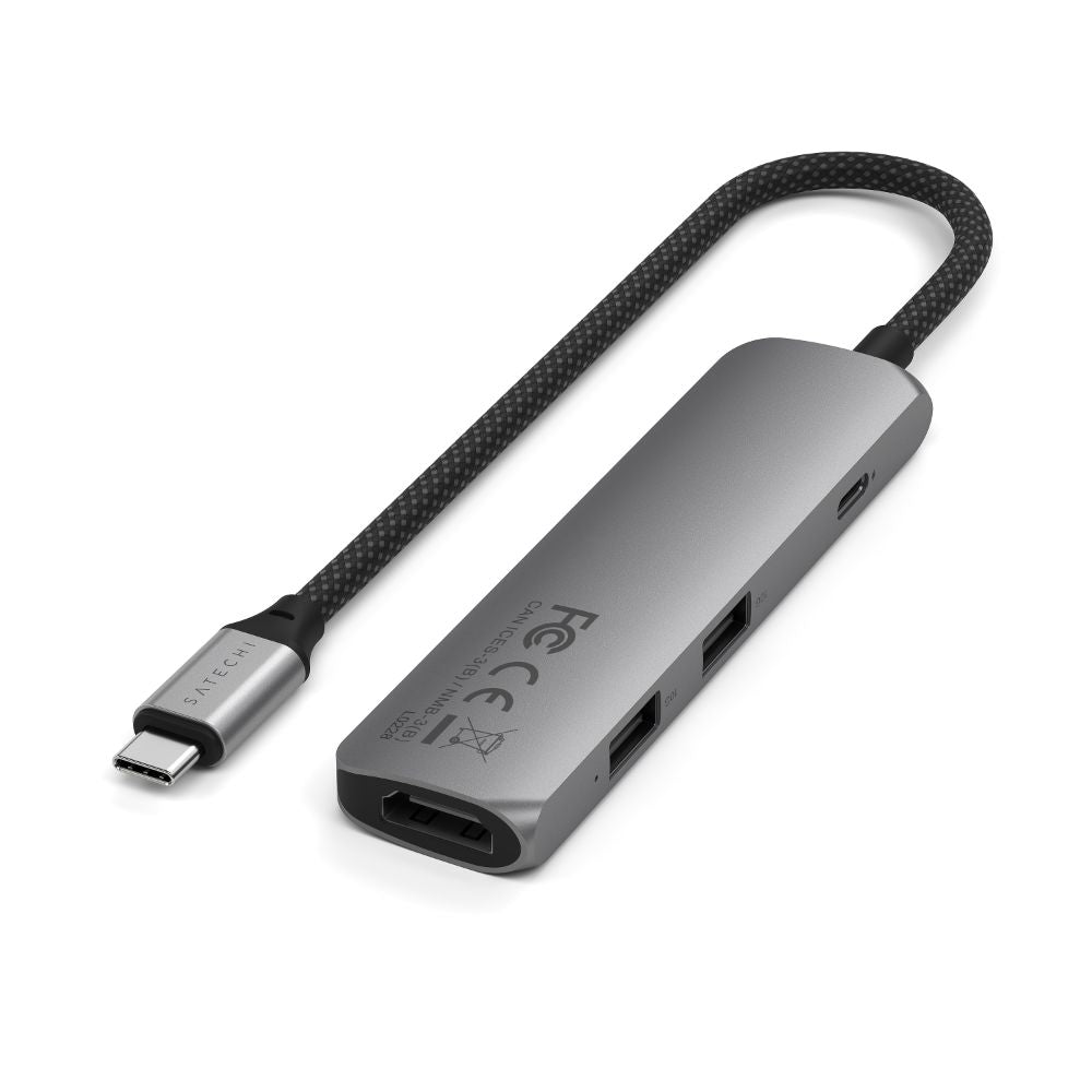 Satechi 4-in-1 USB-C Slim Multiport Adapter with HDMI, USB-A, USB-C & Ethernet - Perfect for MacBook, iPad Pro & Windows Laptops