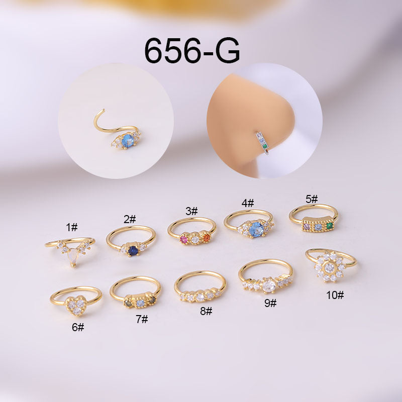 18K Rose Gold Dainty Cubic Zirconia Pave Septum Ring - Elegant Nose Piercing Jewelry for Women | Perfect for Everyday Wear, Parties & Special Occasions