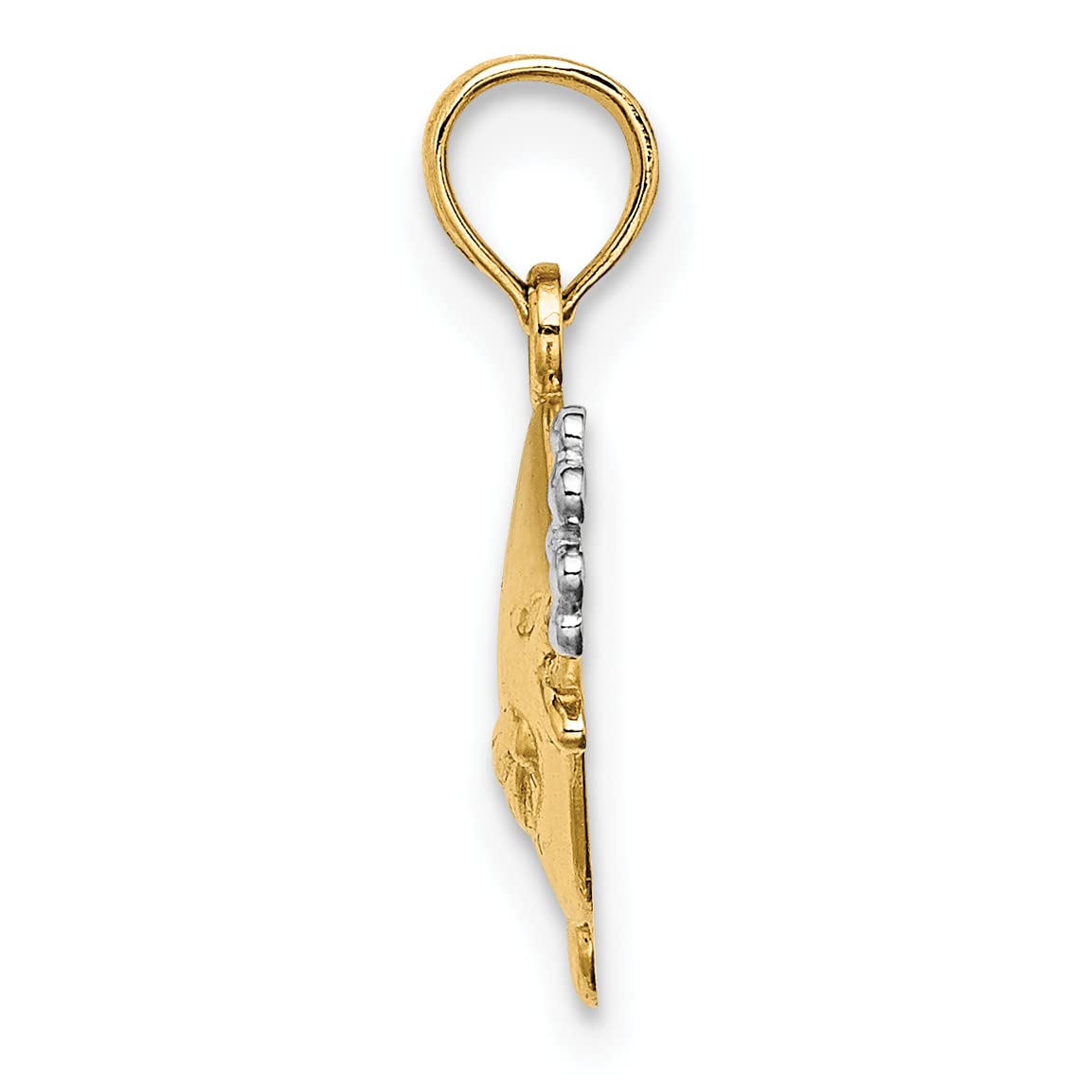 14k Yellow Gold Rhodium-Plated 2D Fish and Bubbles Charm Pendant - Lex & Lu Elegant Jewelry for Women, Perfect Gift for Birthday, Anniversary & Everyday Wear