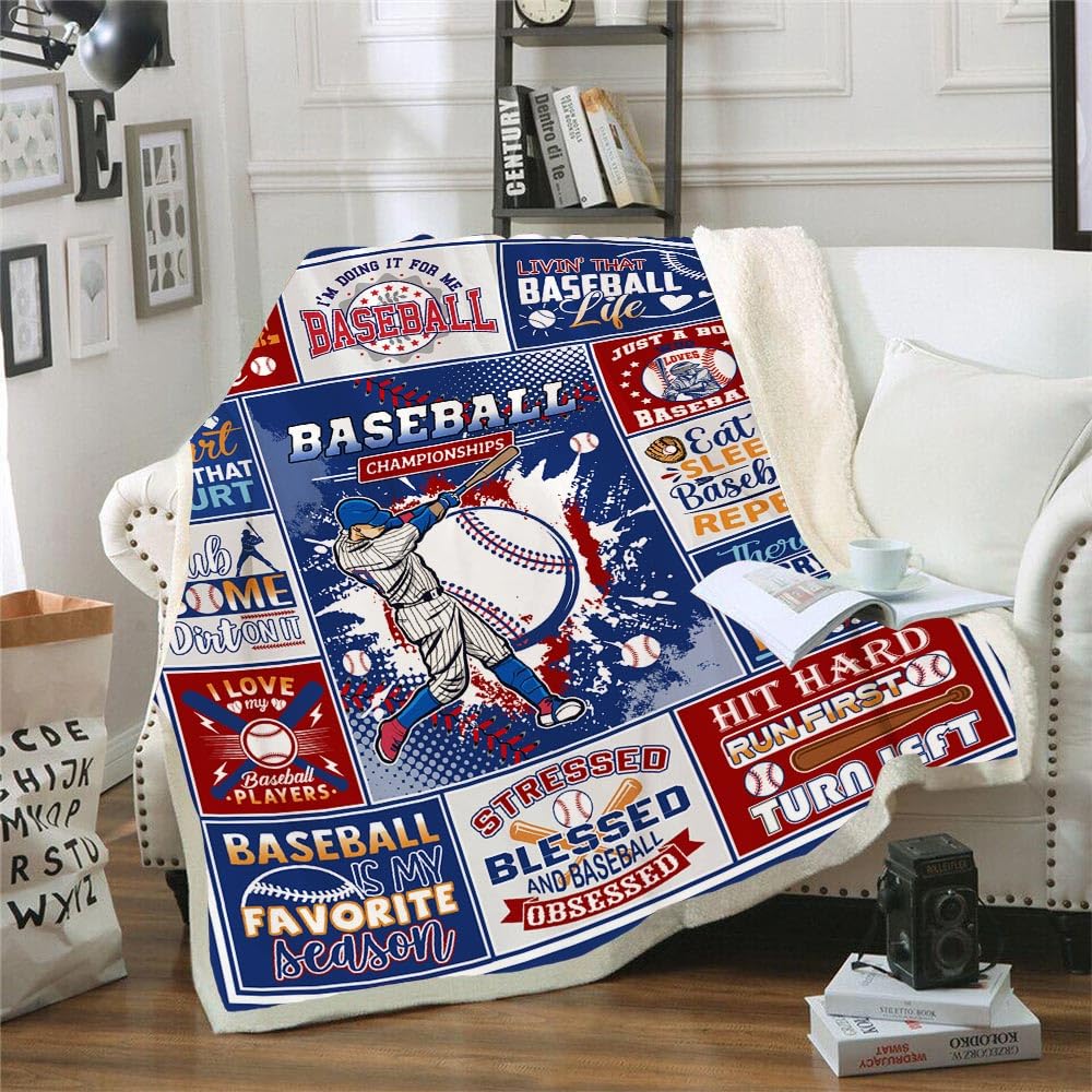Peakman Baseball Blanket - Soft & Cozy Sports Blanket for Outdoor Games, Picnics, and Camping - Perfect for Baseball Fans, Stadium Use, and Home Decor