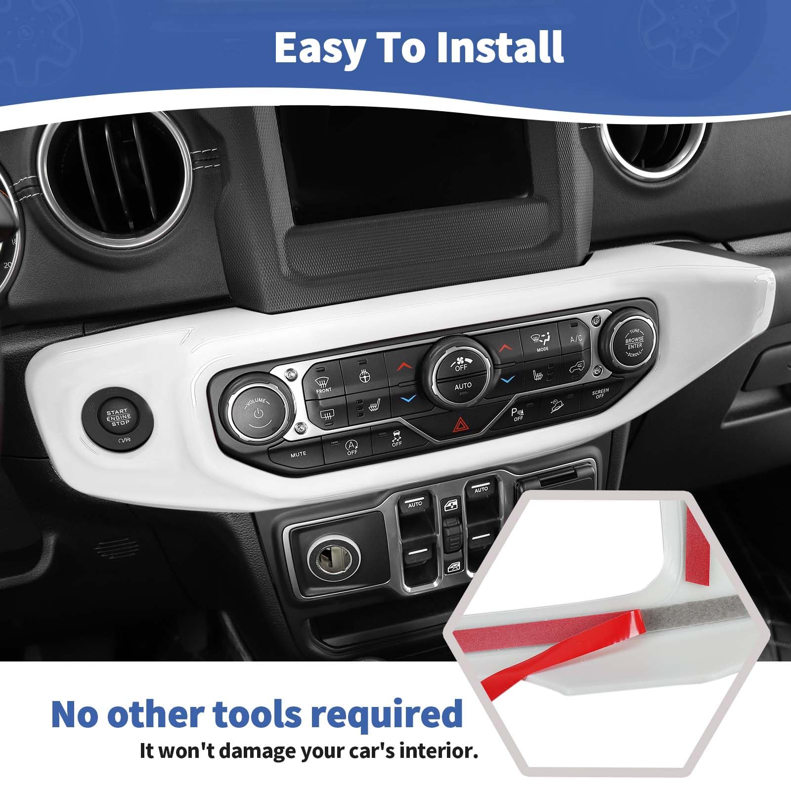 Jeep Wrangler JL & Gladiator JT (2018-2023) White Center Dash Switch Bezel Trim Cover - Interior Accessories (2-Piece Set) - Perfect for Customization & Interior Upgrades