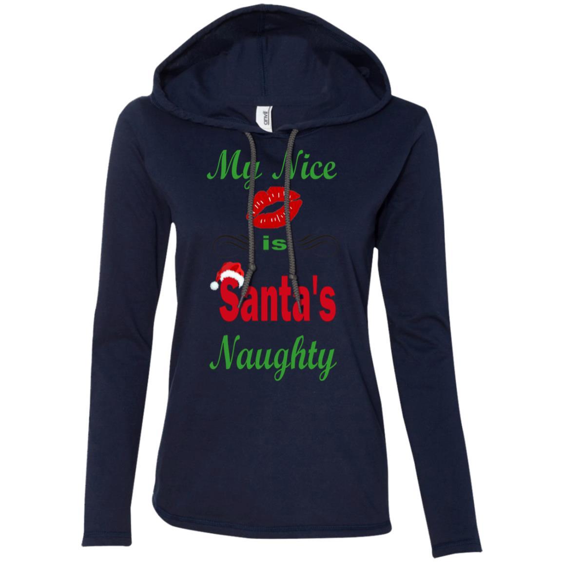 Santa's Naughty Ladies Long Sleeve T-Shirt & Hoodie - Funny Christmas Gift for Women - Perfect for Holiday Parties & Ugly Sweater Contests