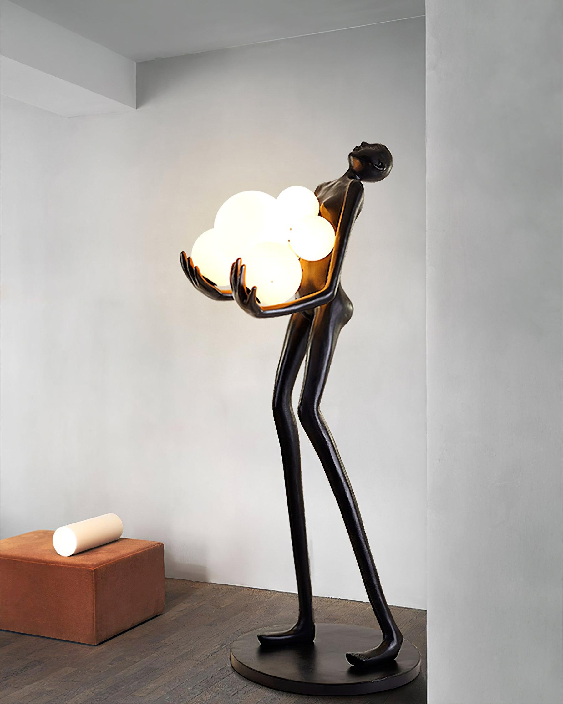 Modern Embrace Sculpture Floor Lamp - Elegant Home Decor for Living Room, Bedroom & Office - Adjustable Brightness & Warm White Light for Cozy Ambience