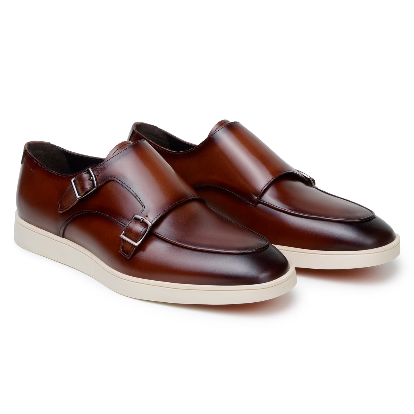 Belvedere Marcio Hybrid Double Buckle Dress Shoes for Men - Cognac Brown Leather Oxford Business Casual Shoes - Perfect for Office, Weddings & Formal Events