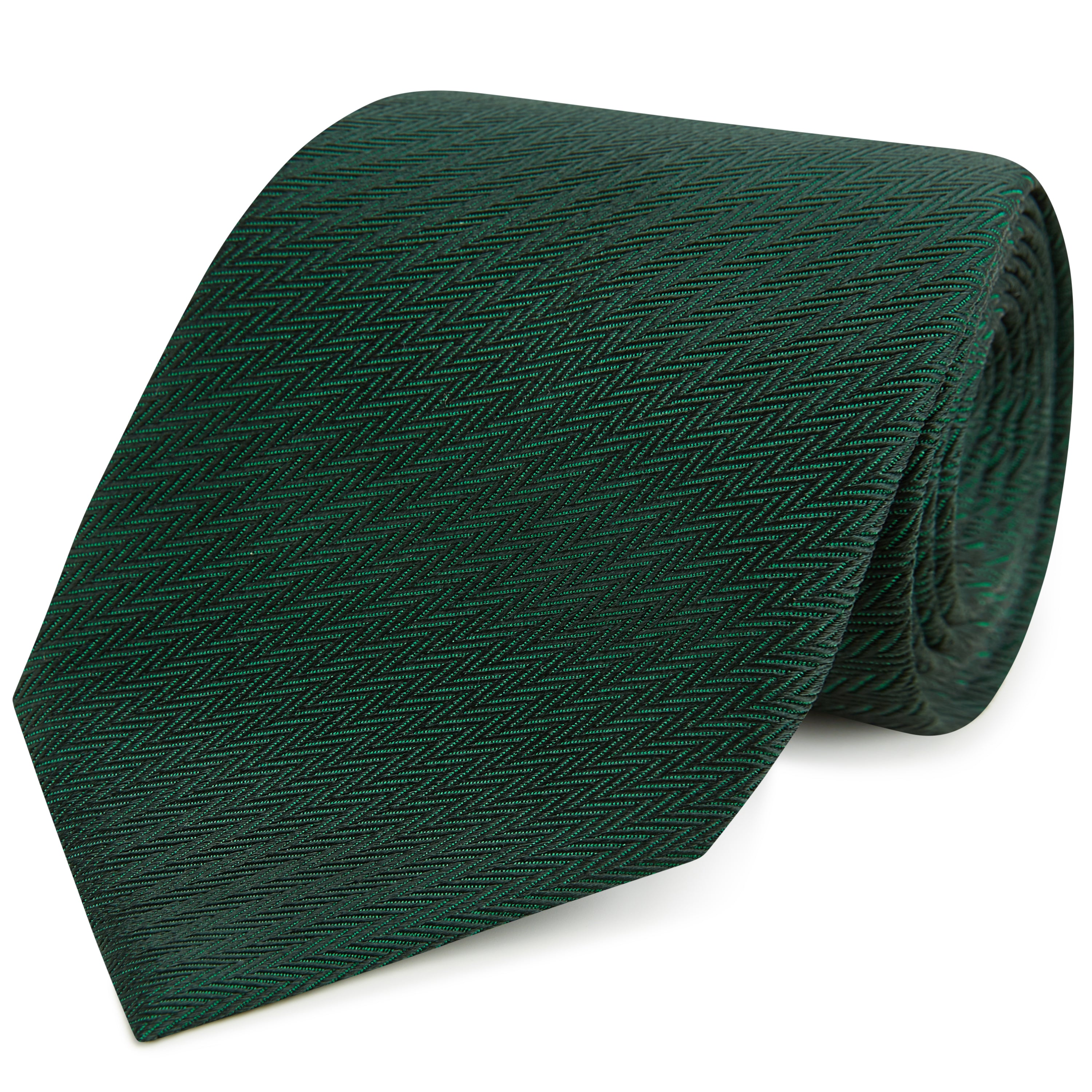 Premium Green Herringbone Woven Silk Tie for Men - Elegant Business & Formal Wear Accessory - Perfect for Weddings, Office & Special Occasions
