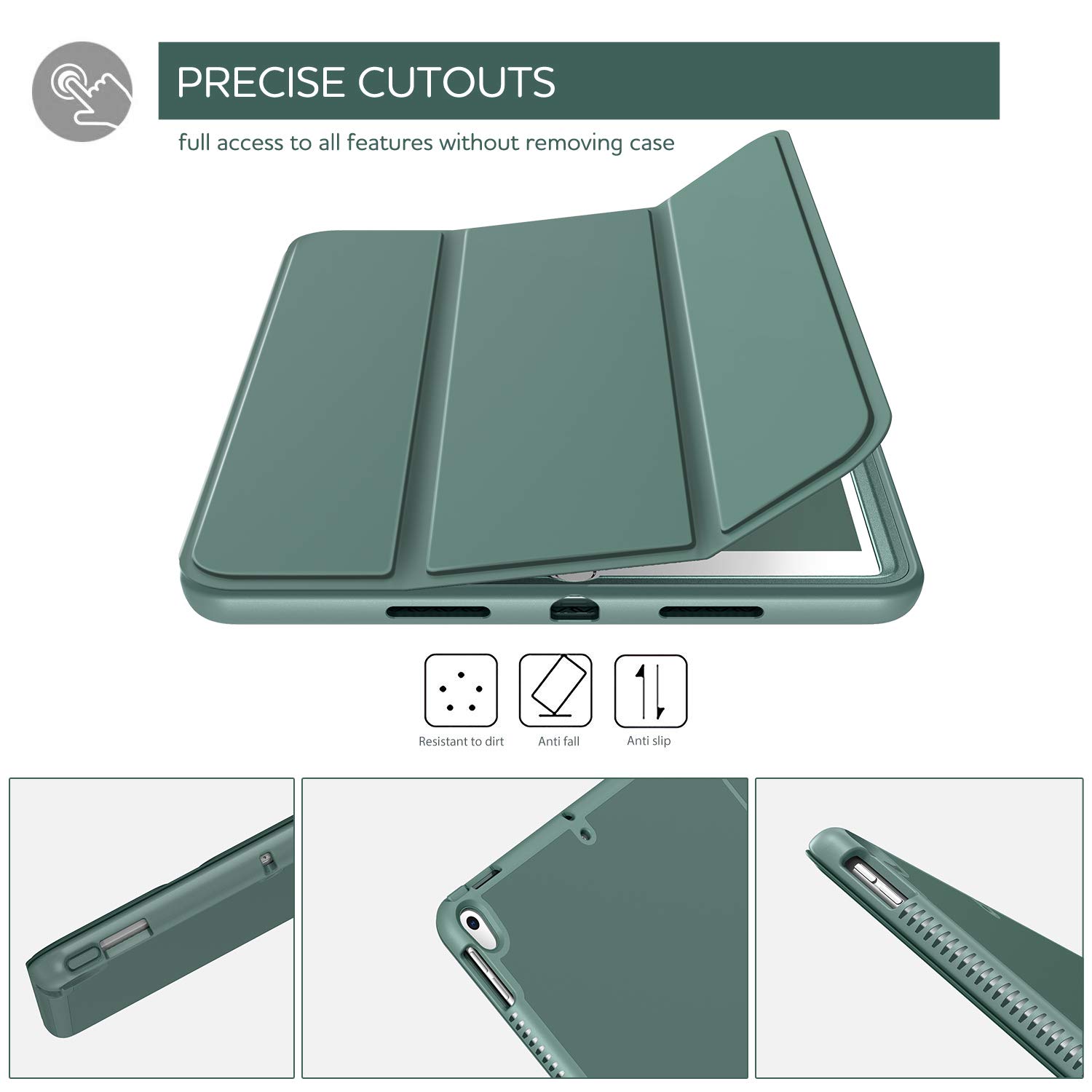 SURITCH Protective Case for iPad Air 3 (2019) & iPad Pro 10.5 (2017) - Built-in Screen Protector, Pencil Holder, Auto Wake/Sleep, Full Body Trifold Stand Cover - Green | Perfect for Work, School & Travel