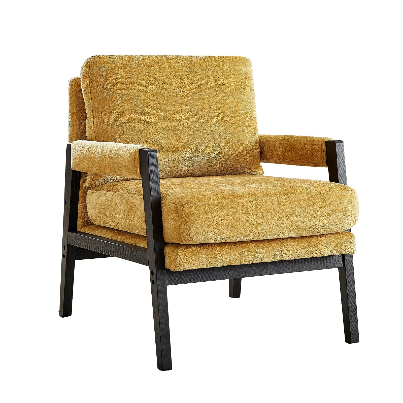 Roundhill Furniture Kelly Mid Century Modern Chenille Upholstered Accent Armchair - Stylish Living Room Chair for Home Office, Lounge & Reading Nook