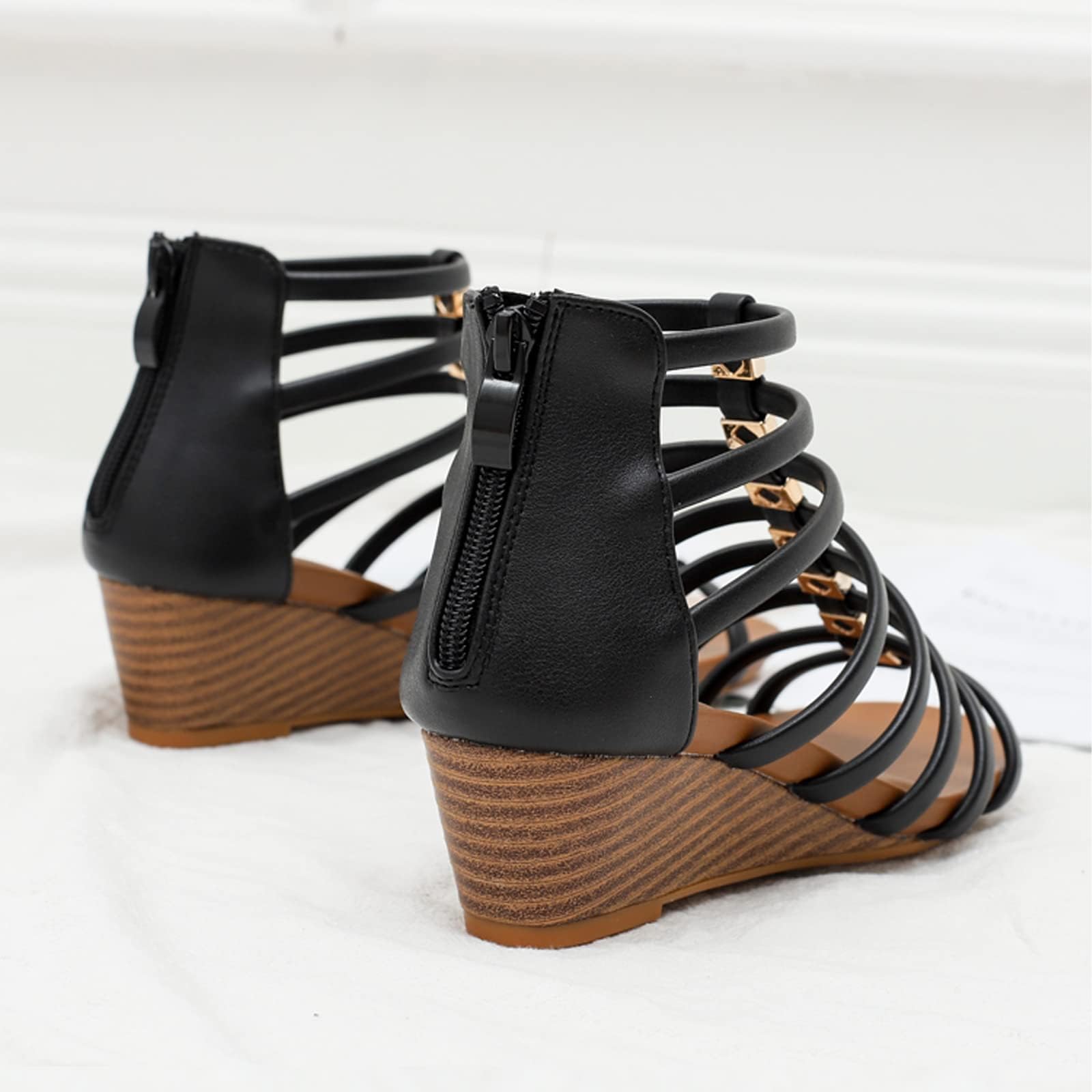 Women's Gladiator Wedge Sandals - Roman Style Flat Strappy Sandals for Summer | Beach, Vacation & Casual Outfit Essential