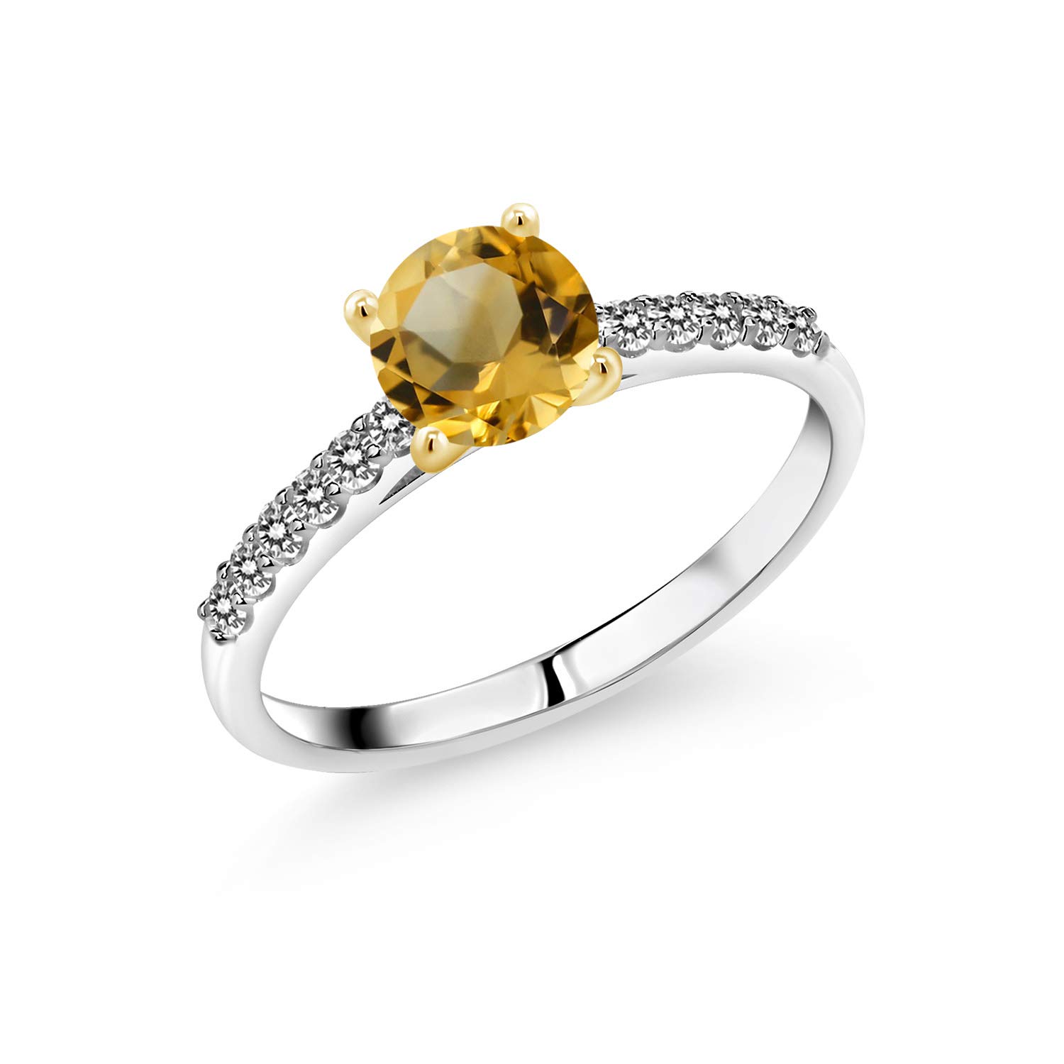 1.00 Ct Yellow Citrine & Diamond 10K Gold Ring for Women - Elegant Jewelry Gift