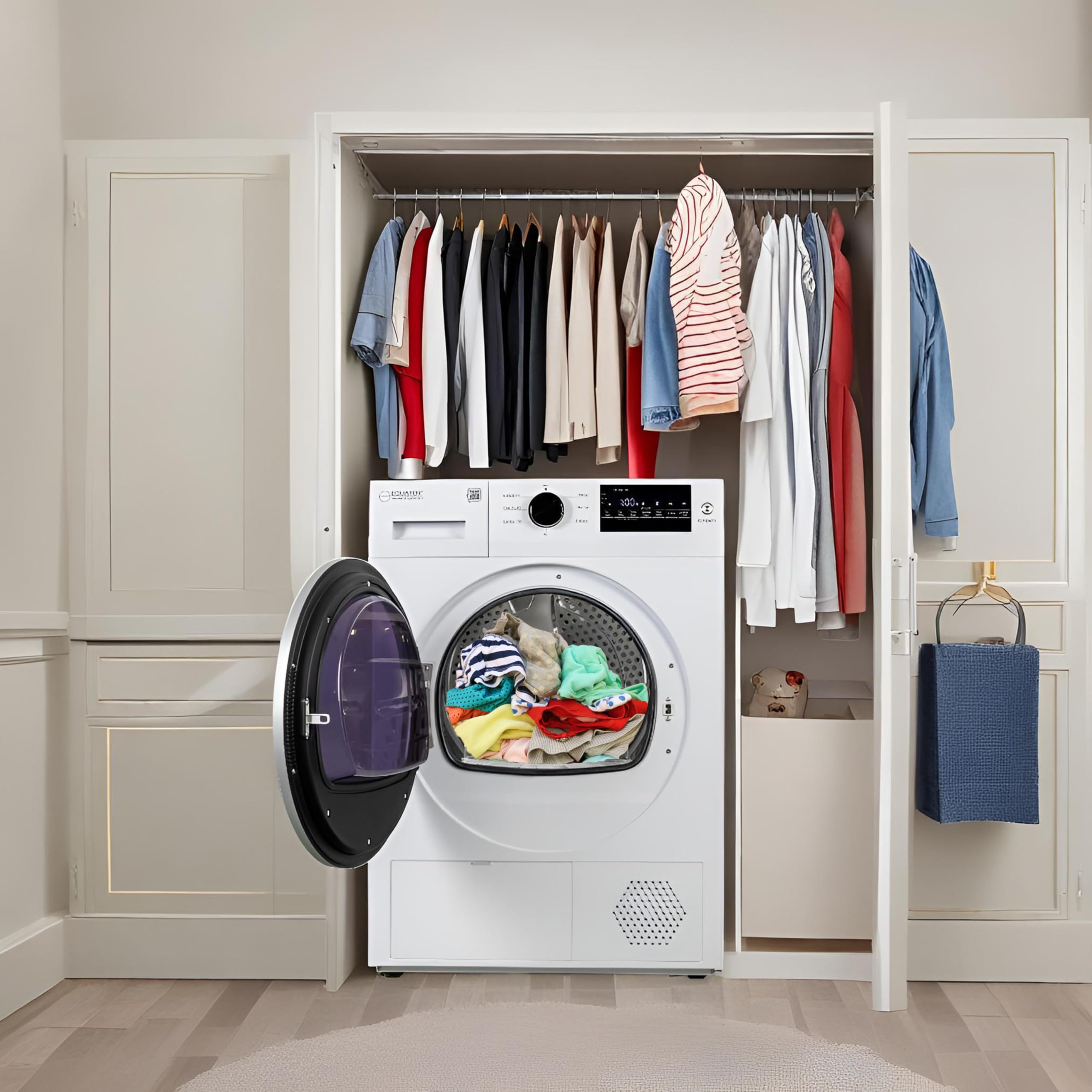 Equator 24 Inch Compact Heat Pump Dryer - 3.7 Cubic Feet Capacity, 20 lbs Load, Eco Sensor Technology, Ventless Design, 110V - Perfect for Apartments, RVs, and Small Laundry Rooms
