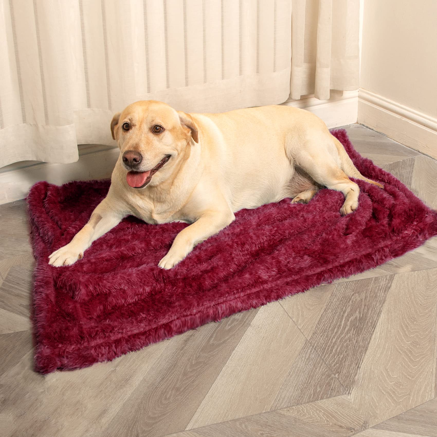 MACEVIA Fluffy Fleece Dog & Cat Blanket - Ultra Soft Warm Pet Blanket for Small Medium Large Dogs, Puppies & Cats - Cozy Plush Throw for Bed, Couch, Sofa & Travel - Perfect for Winter Snuggles & Home Decor (29x40 Inches, Wine Red)