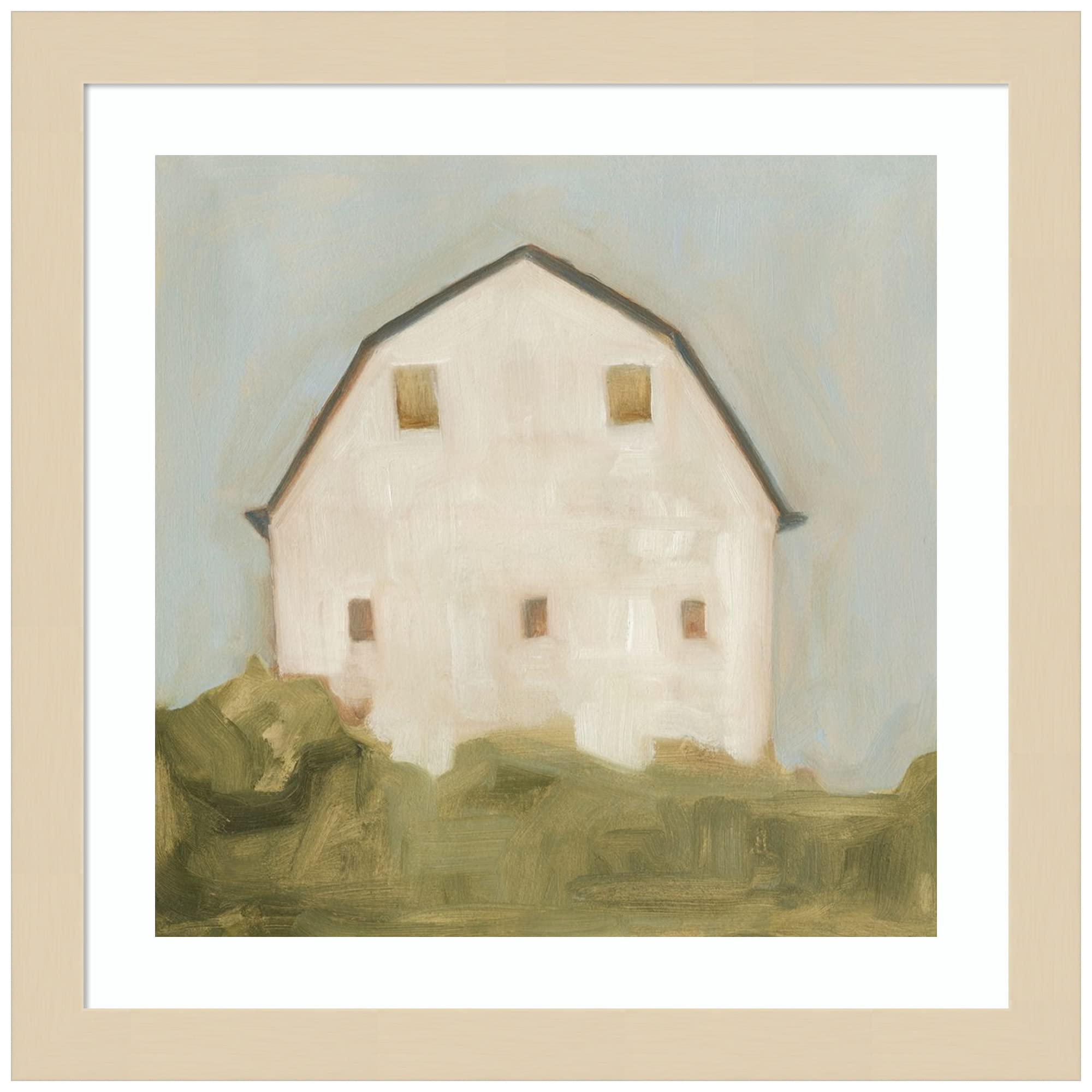 Emma Scarvey Serene Barn III Wood Framed Wall Art Print - 13x13 Inches, Svelte Natural Frame - Farmhouse Decor for Living Room, Bedroom & Office