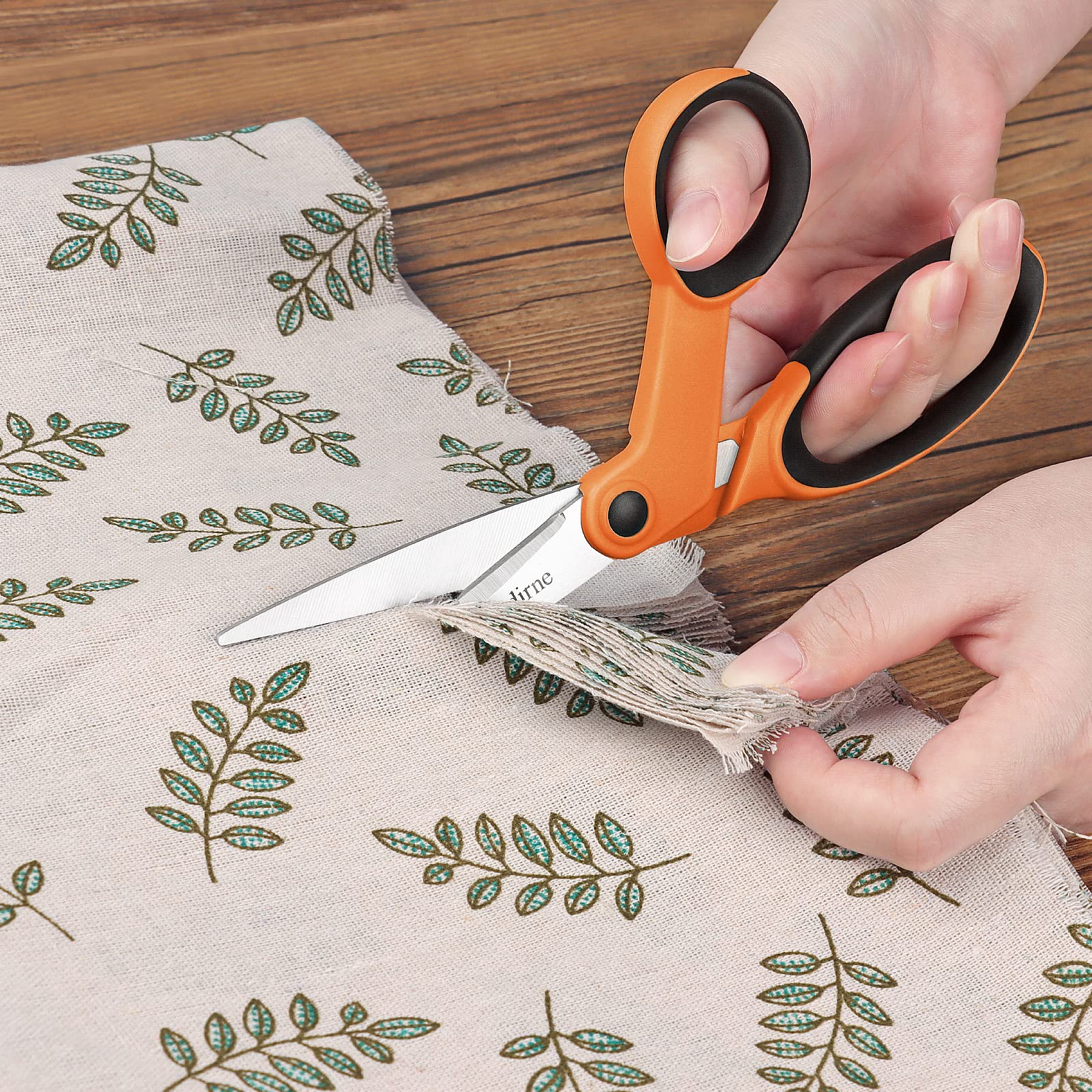 Premium Fabric Scissors Set - 4PC Sharp Stainless Steel Blades with Soft Grip Handles (Sewing, Craft, Thread & Embroidery Scissors) - Orange/Black - Perfect for Quilting, DIY Projects & Tailoring