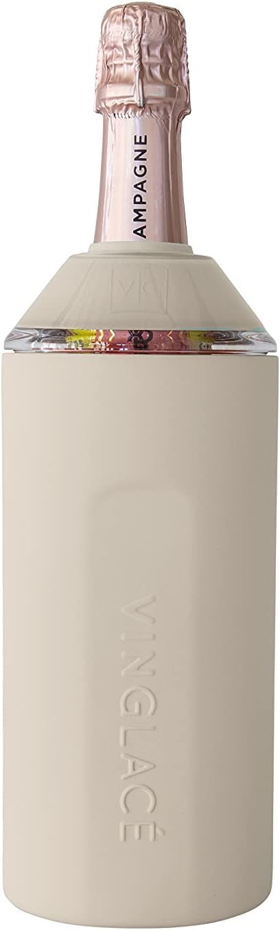 Personalized Vinylacé Wine & Champagne Bottle Chiller - Custom Engraved Gift for Wine Enthusiasts | Perfect for Weddings, Anniversaries & Holiday Presents | Keeps Drinks Cold in Style (Sand Color)