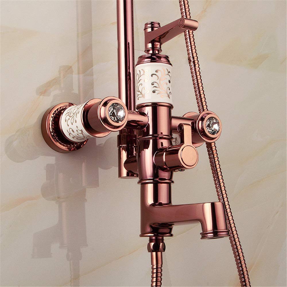 Vintage Antique Brass Shower Faucet Set - Wall Mounted Thermostatic Shower System for Bathtub - Perfect for Classic Bathroom Renovation & Spa-Like Shower Experience
