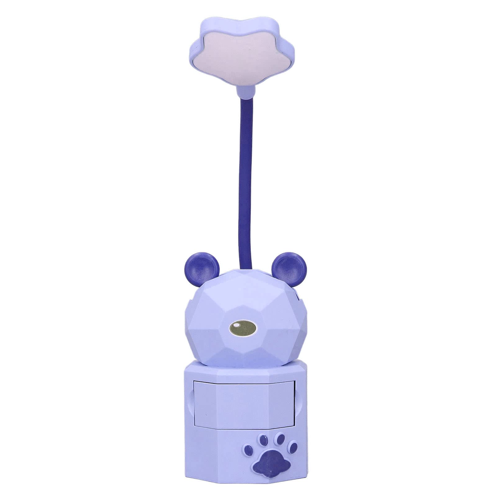 LED Kids Reading Light - Cartoon Design Bedside Lamp for Children's Room, Dorm & Office | Portable Night Light for Bedtime Stories & Study (Purple)