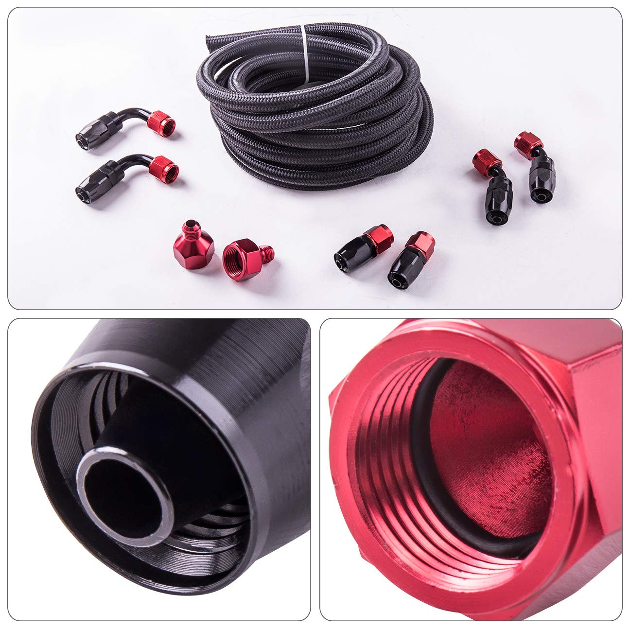 50L/13Gal Black Aluminum Fuel Cell Tank with Chrome Cap & Braided Nylon Oil Line - Universal Upgrade Replacement for Cars, Trucks & Off-Road Vehicles - High Performance Fuel Storage Solution for Racing, Tuning & Automotive Applications