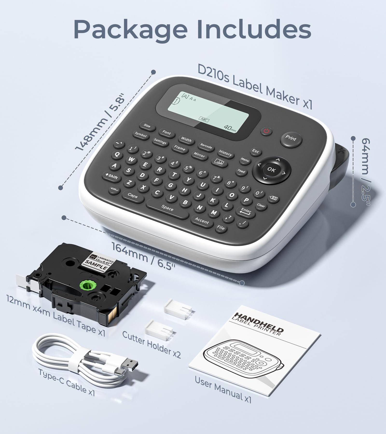 Portable Label Maker Machine with 12mm (0.47