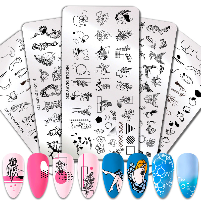Nicole Diary Nail Stamping Plates - Professional Nail Art Design Kit for DIY Manicures at Home, Salon & Party Use