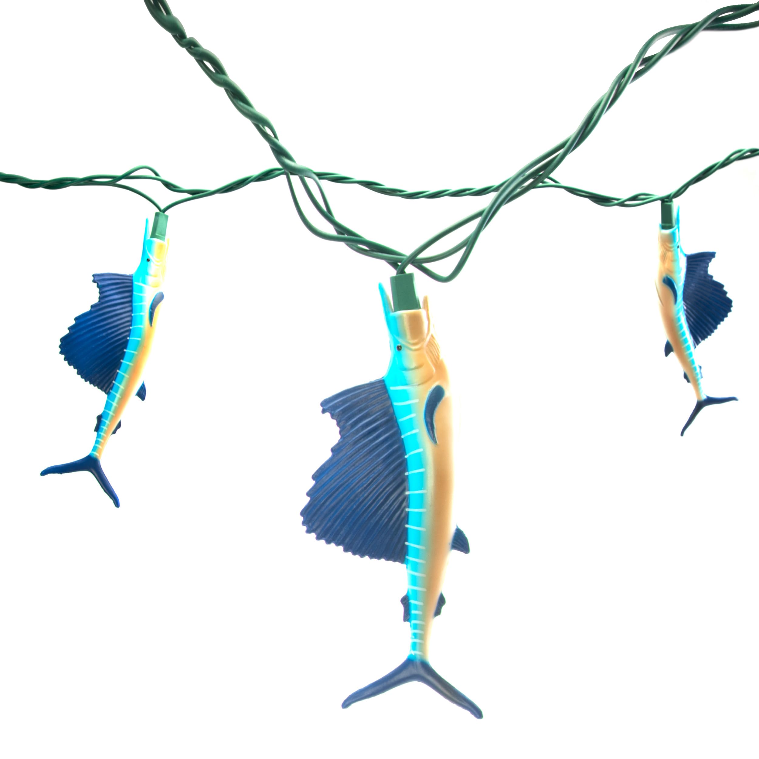 Rivers Edge Products Sailfish LED String Lights - 10-Bulb Fairy Lights with 2 Extra Bulbs, 10FT Hanging Lights for Bedroom, Patio, Deck - Indoor/Outdoor Decorative Lighting for Parties, Weddings & Home Decor
