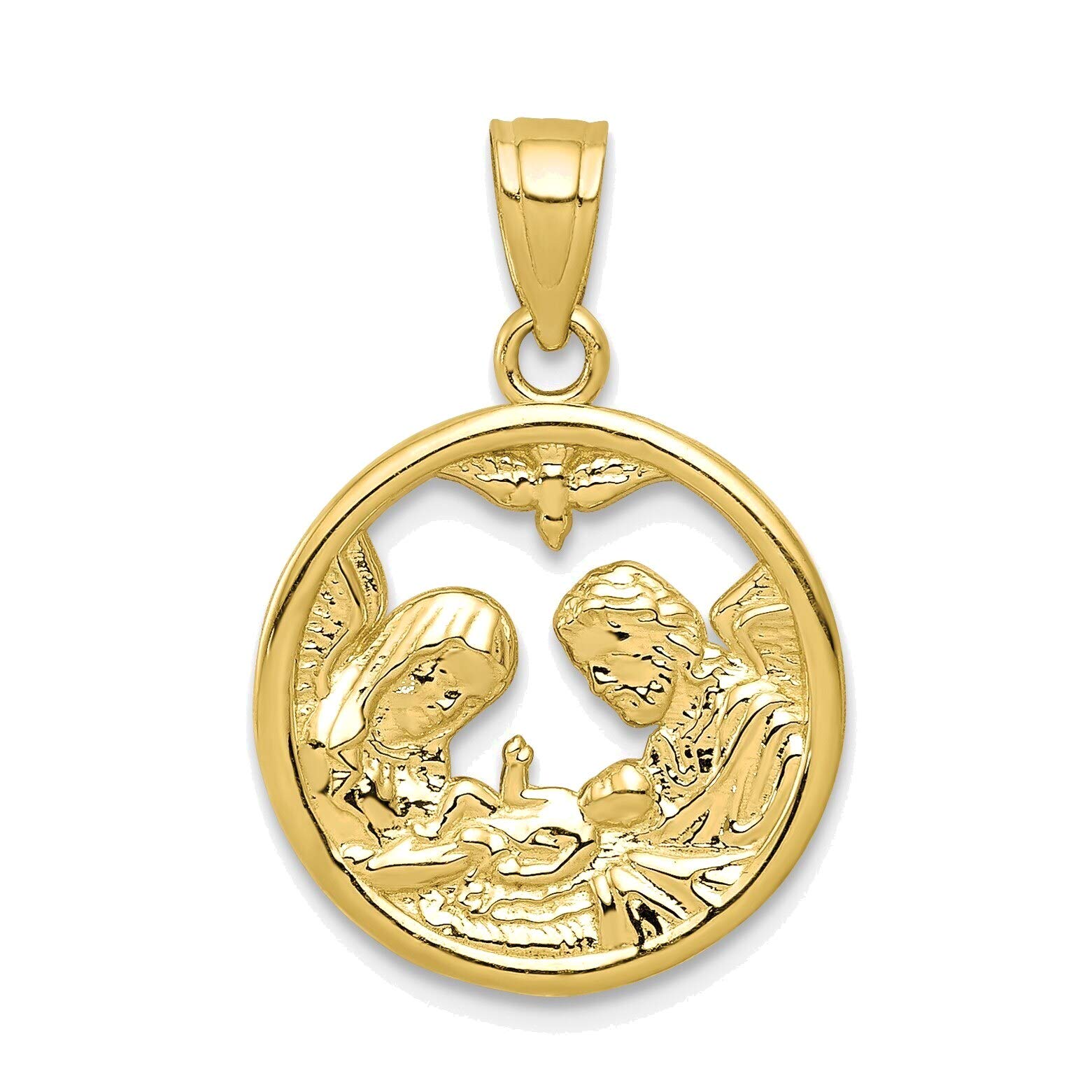 10K Yellow Gold Nativity Charm Pendant - Religious Jewelry for Christmas Gifts & Faith-Based Accessories