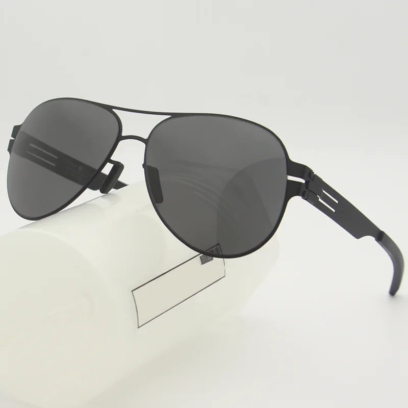 Black Unisex Polarized Sunglasses - Oval Full Rim Stainless Steel Frame - UV Protection for Men & Women - Perfect for Driving, Beach & Outdoor Activities