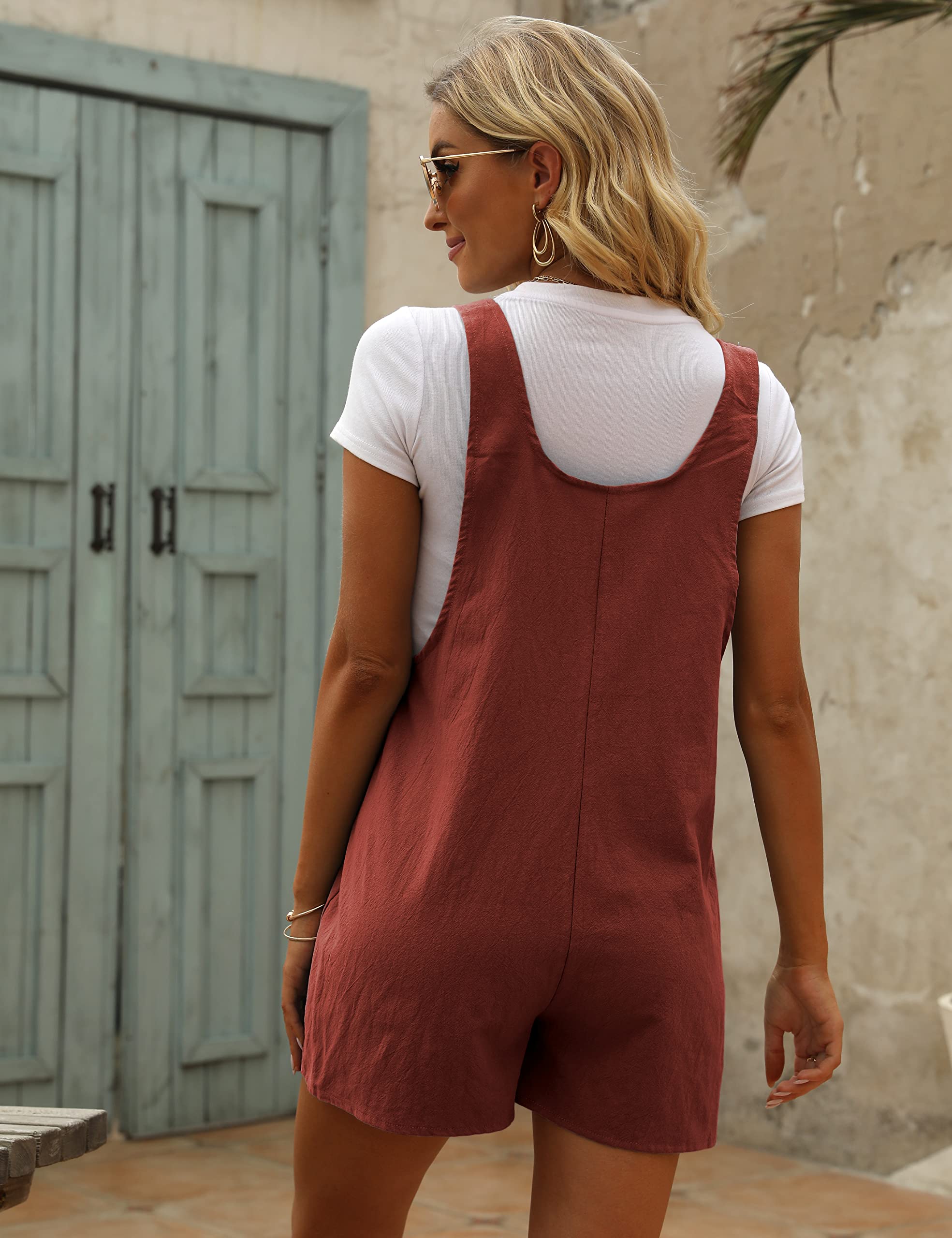 Yeokou Women's Casual Summer Cotton Linen Romper Overalls Jumpsuit Shorts - Comfortable & Breathable Outfit for Beach, Travel, and Daily Wear