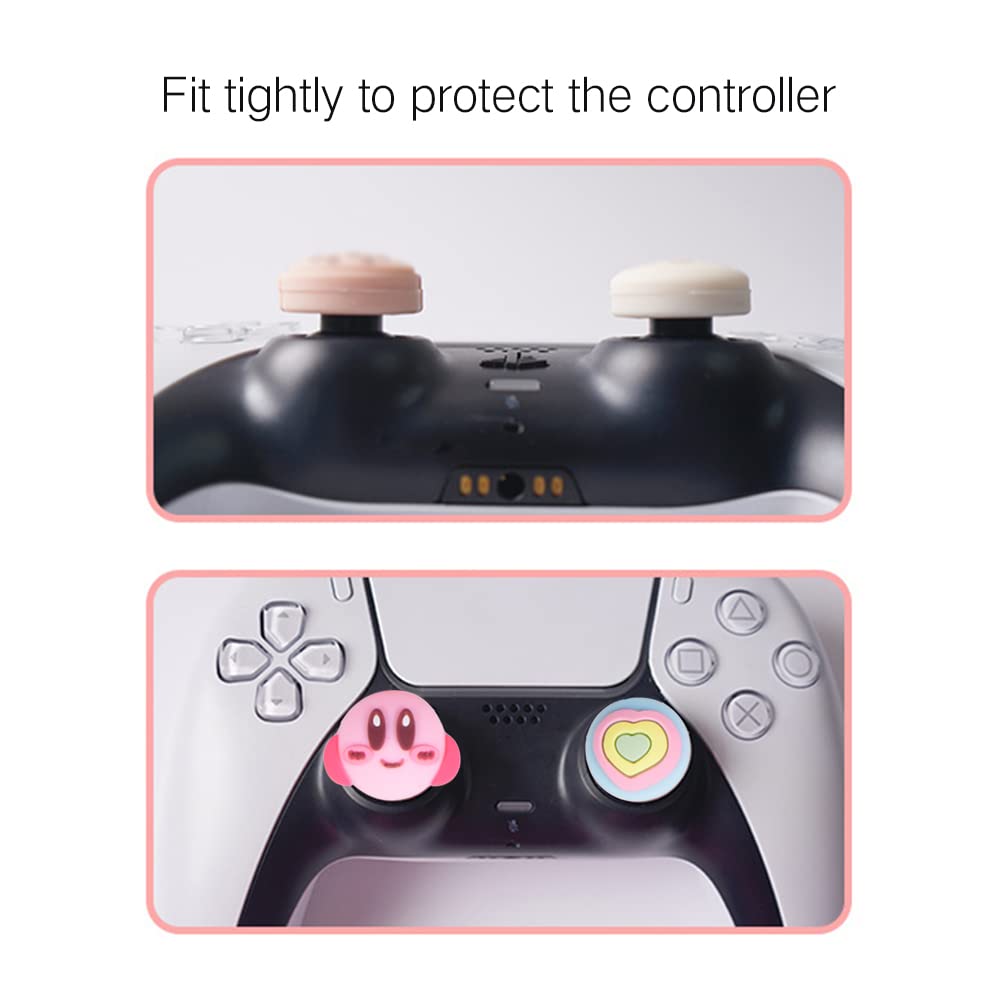 PERFECTSIGHT Cute Thumb Grip Caps for PS5, PS4, Xbox Series X/S, Xbox One & Switch PRO Controller - 4PCS Soft Rubber 3D Analog Thumbstick Covers with Heart Design - Improve Gaming Comfort & Grip for Long Play Sessions
