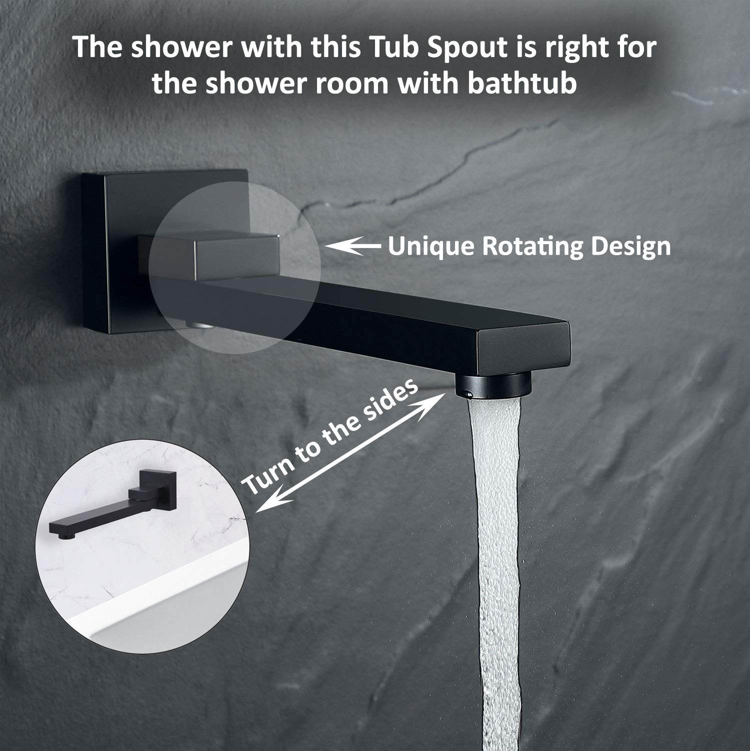Premium Black Shower System with Tub Spout & Rainfall Showerhead - Complete Wall-Mounted Set Includes Pre-Embedded Valve, Handheld Shower & 12-Inch Rain Shower Head for Luxurious Bathroom Upgrade | Perfect for Modern Homes, Spa-Like Experience & Water-Saving Bathrooms