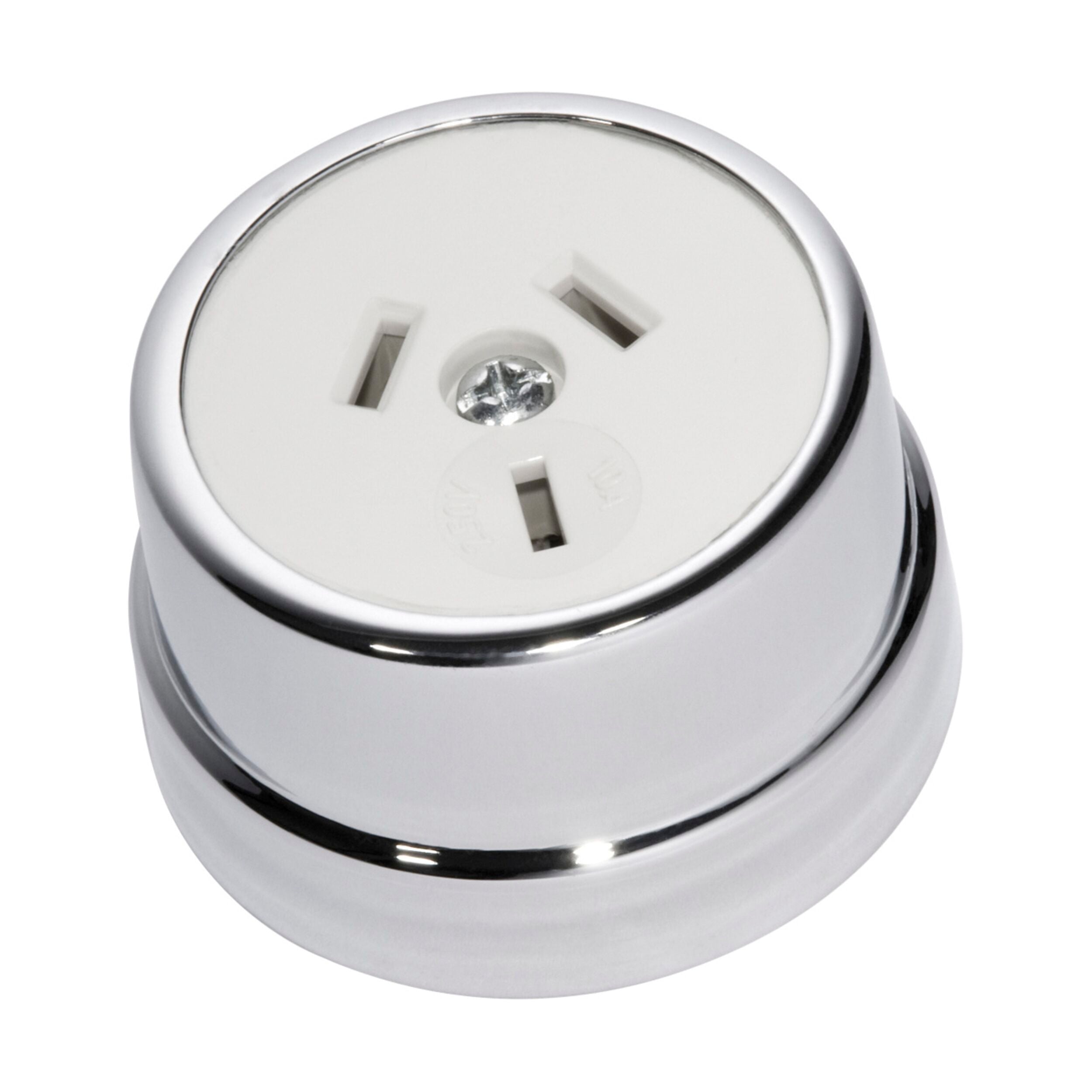 5780 Socket Traditional White Mechanism Chrome Plated D50xP30mm - Electrical Outlet for Home, Office & Commercial Use