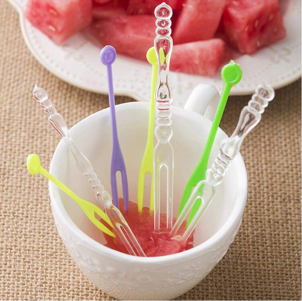 400-Piece Disposable 4-Inch Plastic Cocktail Picks - Colorful Fruit Forks, Cake & Dessert Forks - Perfect for Parties, Weddings, BBQs, and Cocktail Events