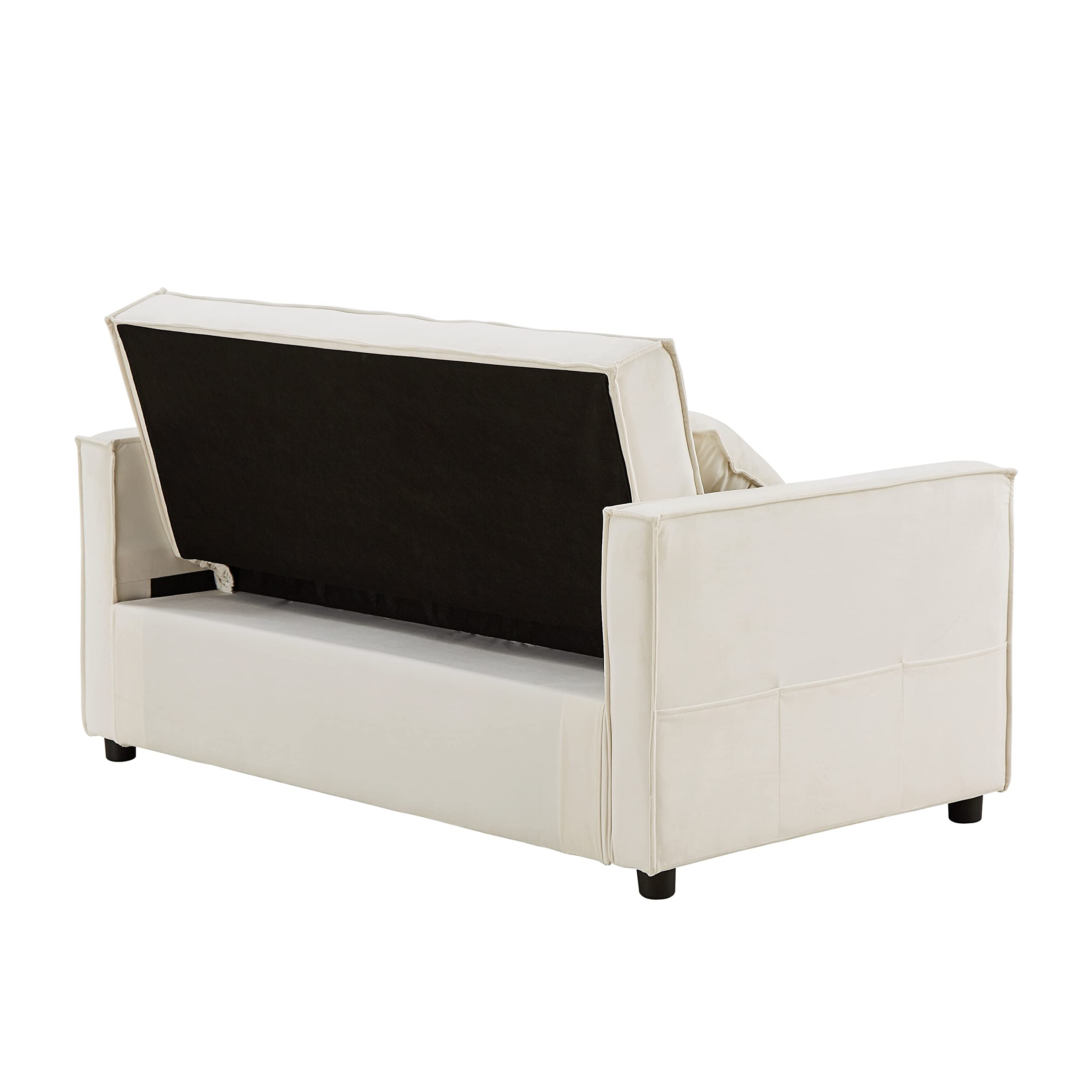 Overstock Two-Person Sofa Bed in Beige - Convertible Sleeper Sofa for Small Spaces, Guest Room & Apartment Living