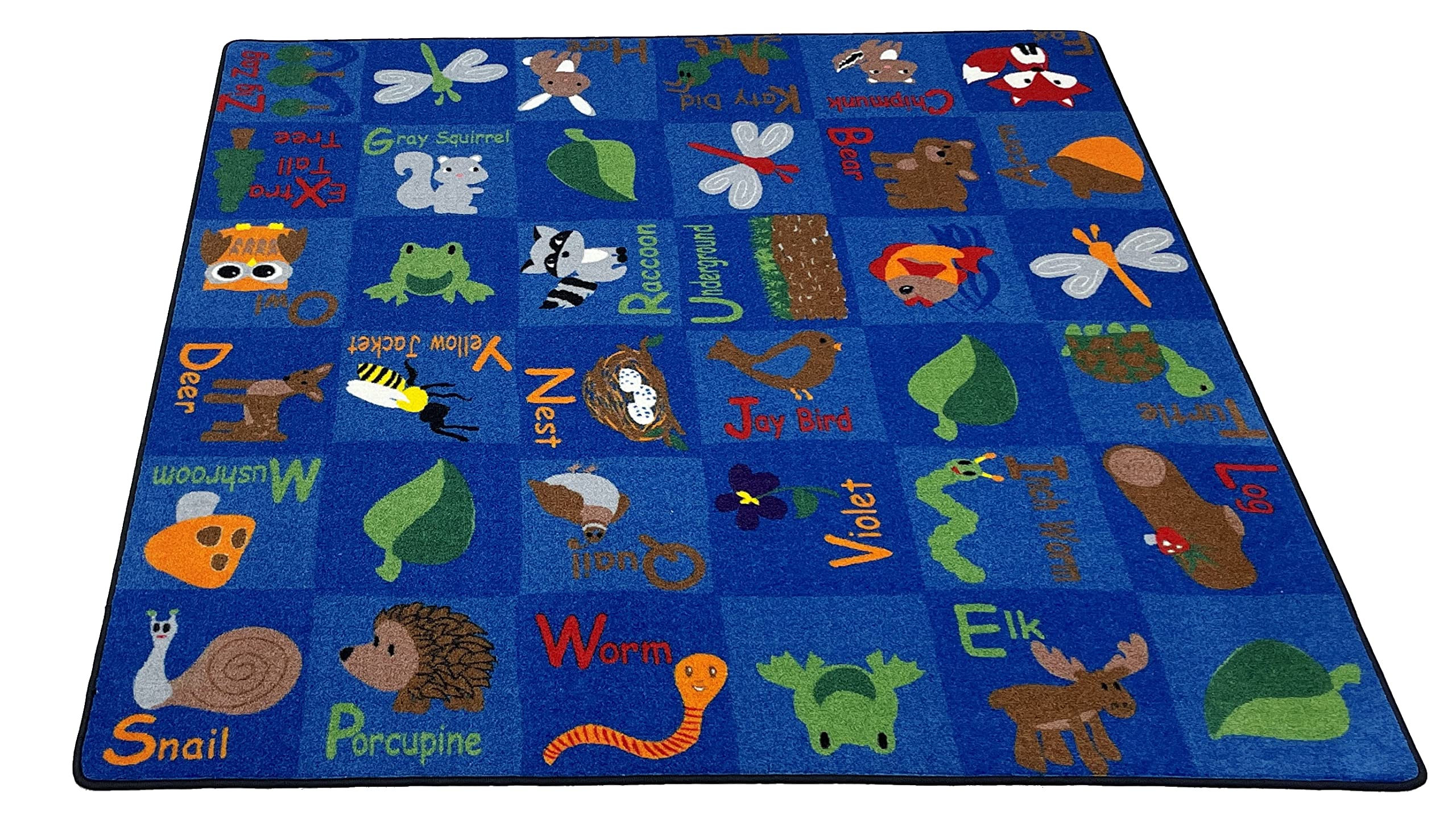 Kids Educational Area Rug 12' x 6' - Forest Animal Themed Nylon Carpet for Classroom, Daycare & Playroom | Multicolor Learning Rug for Children | Perfect for Storytime, Play Areas & Early Childhood Education