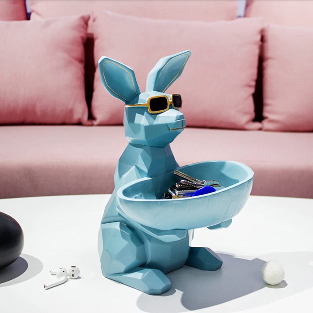Resin Animal Key Holder & Jewelry Dish - Creative Rabbit Figurine Storage Box for Keys, Earrings, Candy | Home, Office, Bedroom Decor | Perfect Gift for Birthday & Housewarming