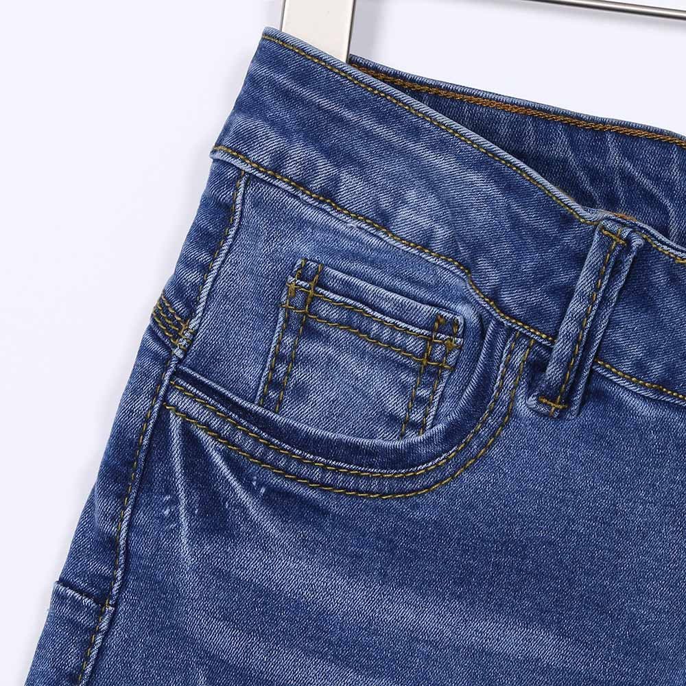Women's Mid Rise Ripped Denim Shorts - Stretchy Folded Hem Jean Shorts for Lounge, Athletic & Casual Wear | Comfortable Summer Hot Shorts