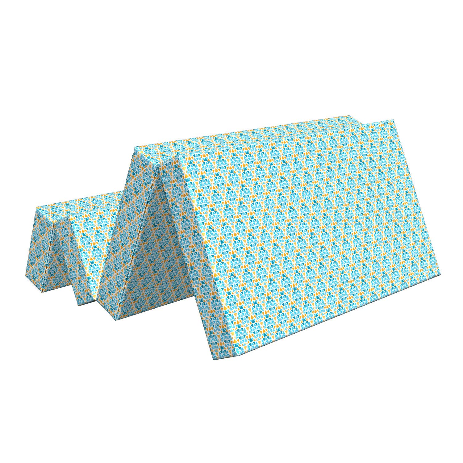 Ambesonne Yellow and Blue Foldable Mattress with Triangle Motif - 78.7