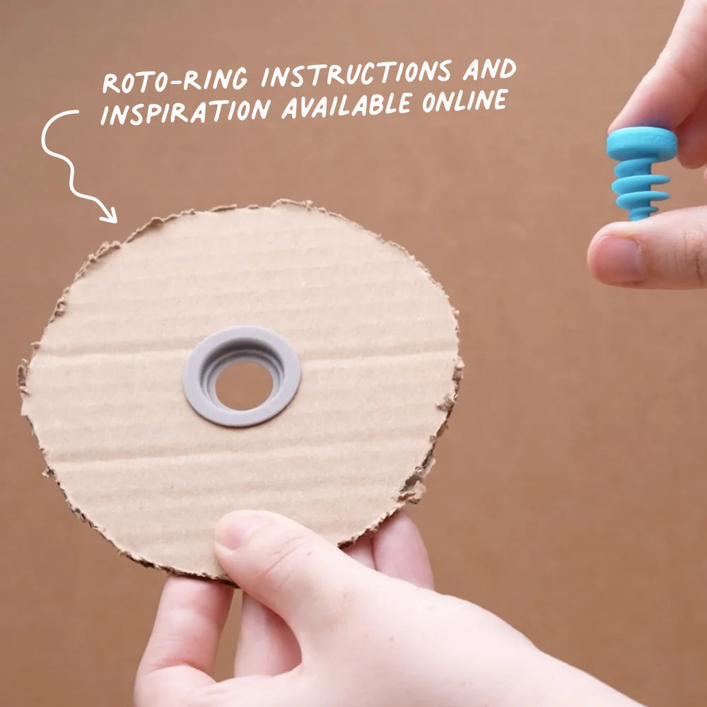 Makedo ROTO RING - Reusable Plastic Connectors for DIY Cardboard Projects | Perfect for STEM Education, Kids Crafts & Creative Building at Home or School